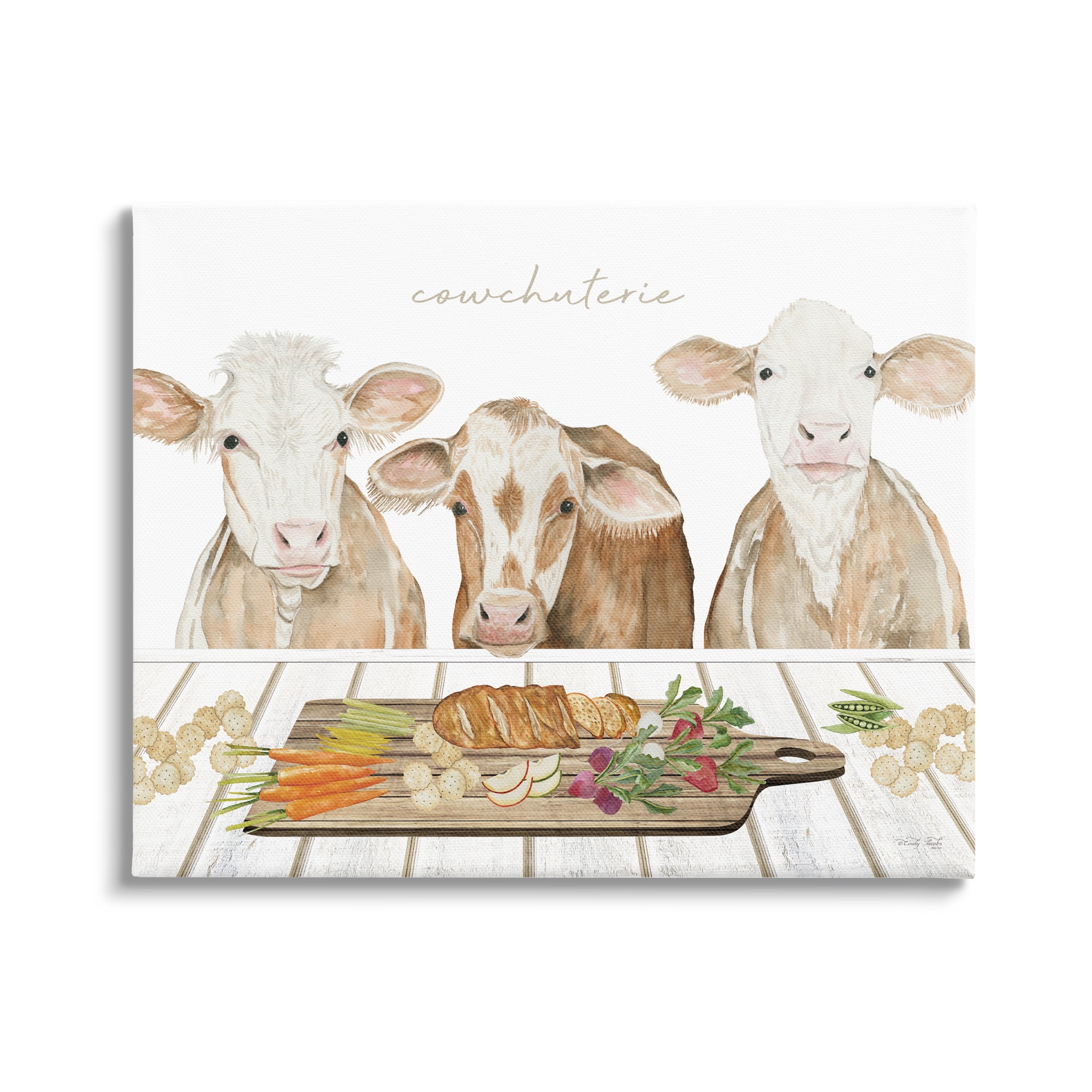 Stupell Industries Cowchuterie Funny Cows Animals & Insects Painting Gallery Wrapped Canvas Print Wall Art, 20 x 16