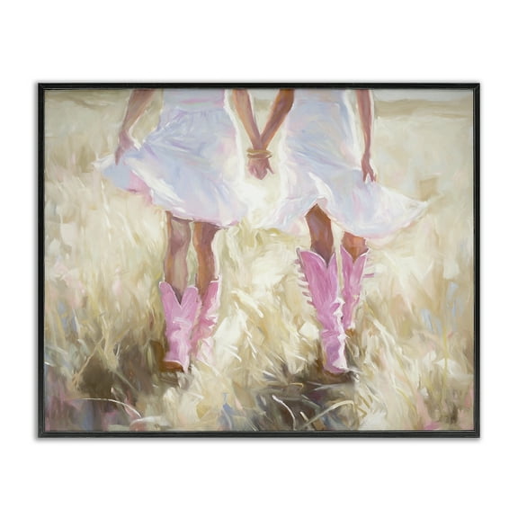 Stupell Industries Cowgirl Best Friends Novelty Painting Black Framed Art Print Wall Art, 14 x 11