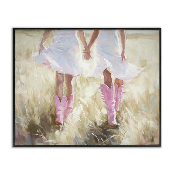 Stupell Industries Cowgirl Best Friends Novelty Painting Black Framed Art Print Wall Art, 30 x 24