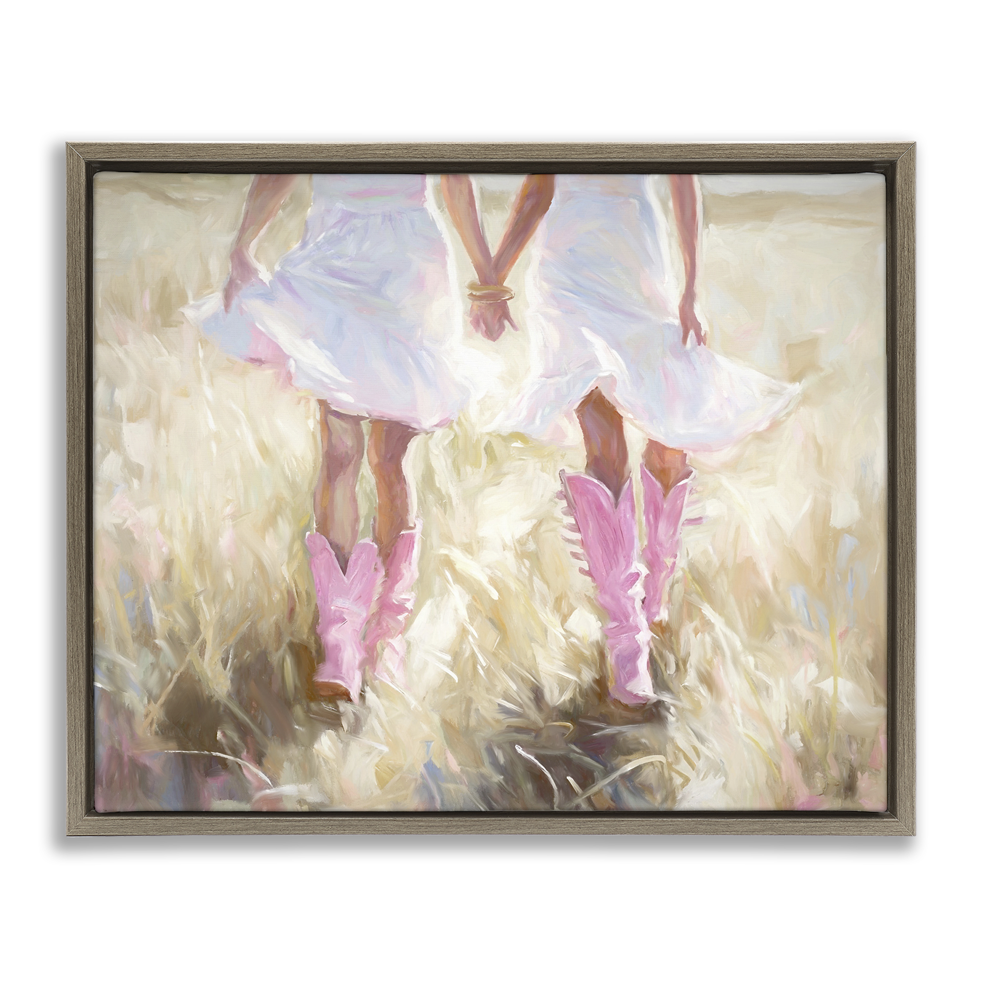Stupell Industries Cowgirl Best Friends Novelty Painting Brown Floater Framed Canvas Art Print Wall Art, 31 x 25