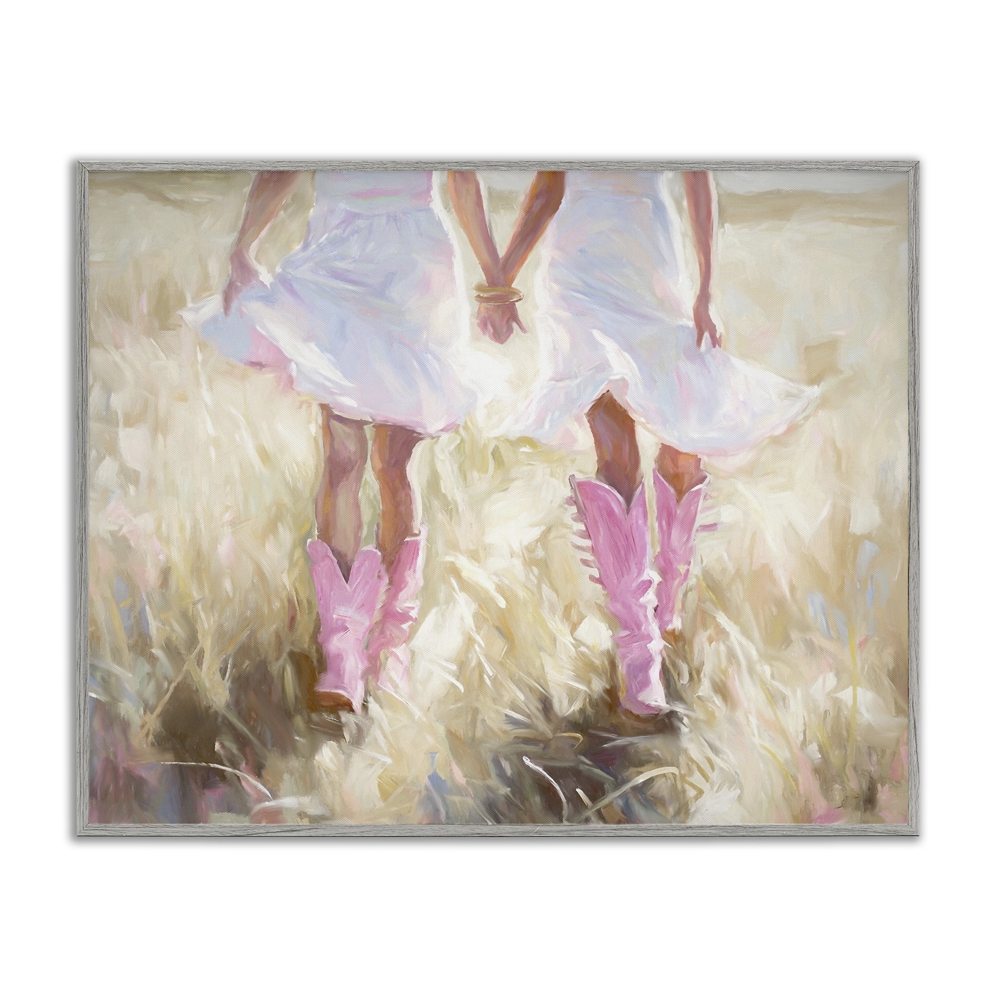 Stupell Industries Cowgirl Best Friends Novelty Painting Gray Framed Art Print Wall Art, 14 x 11