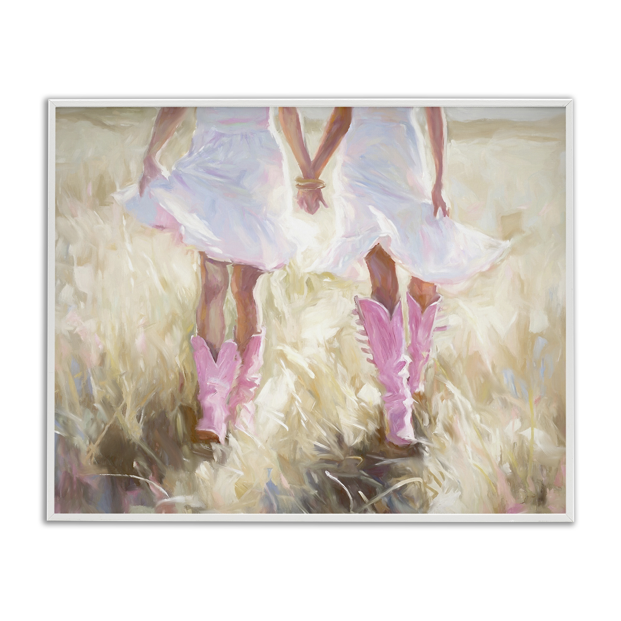 Stupell Industries Cowgirl Best Friends Novelty Painting White Framed Art Print Wall Art, 14 x 11
