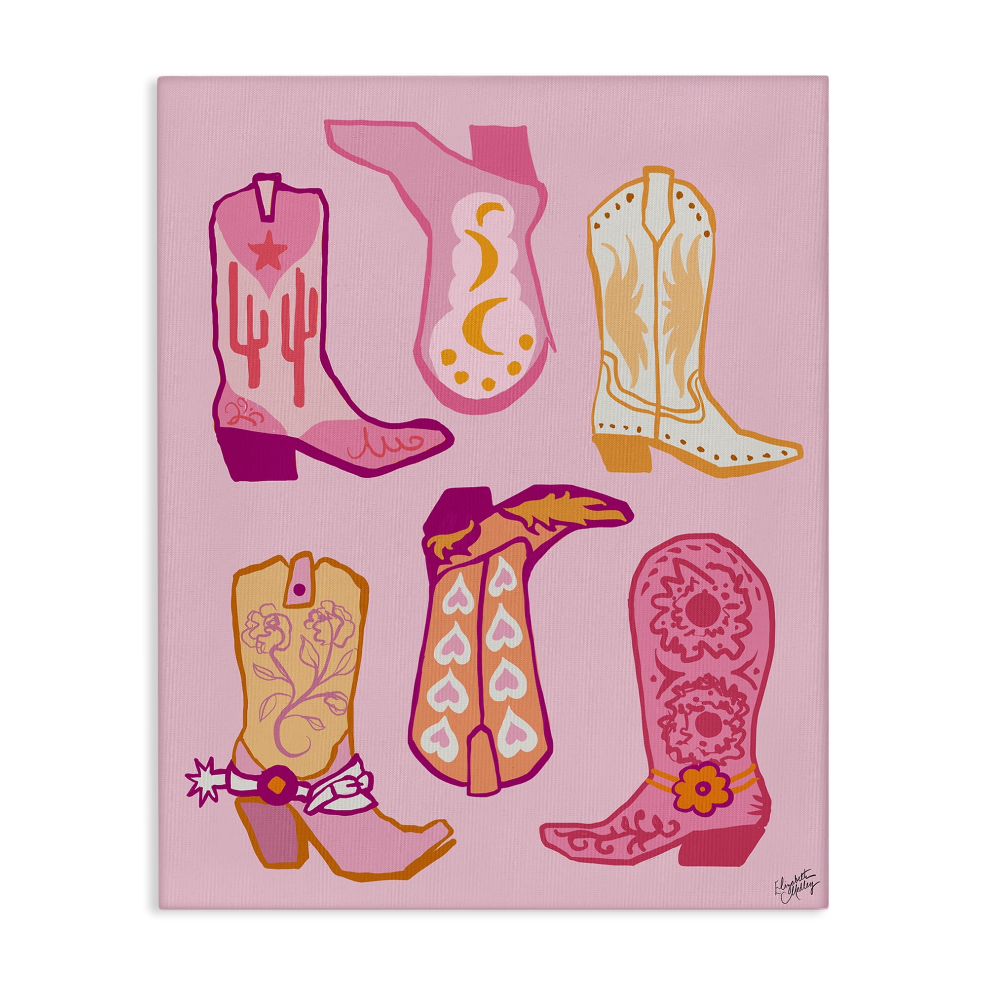 Stupell Industries Cowgirl Boot Designs Fashion Painting Wrapped Canvas Art Print Wall Art, 36 x 48