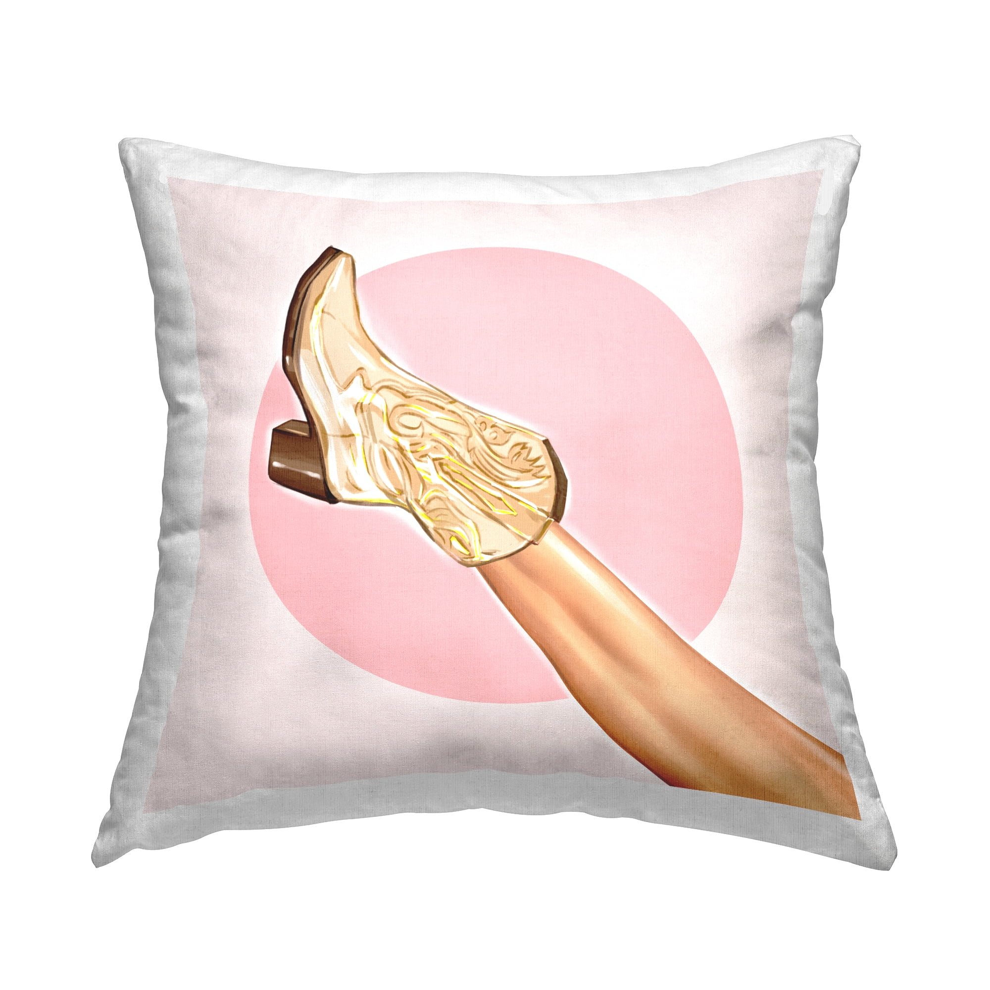 Stupell Industries Cowgirl Boot Pink Circle Printed Throw Pillow Design by Ziwei Li