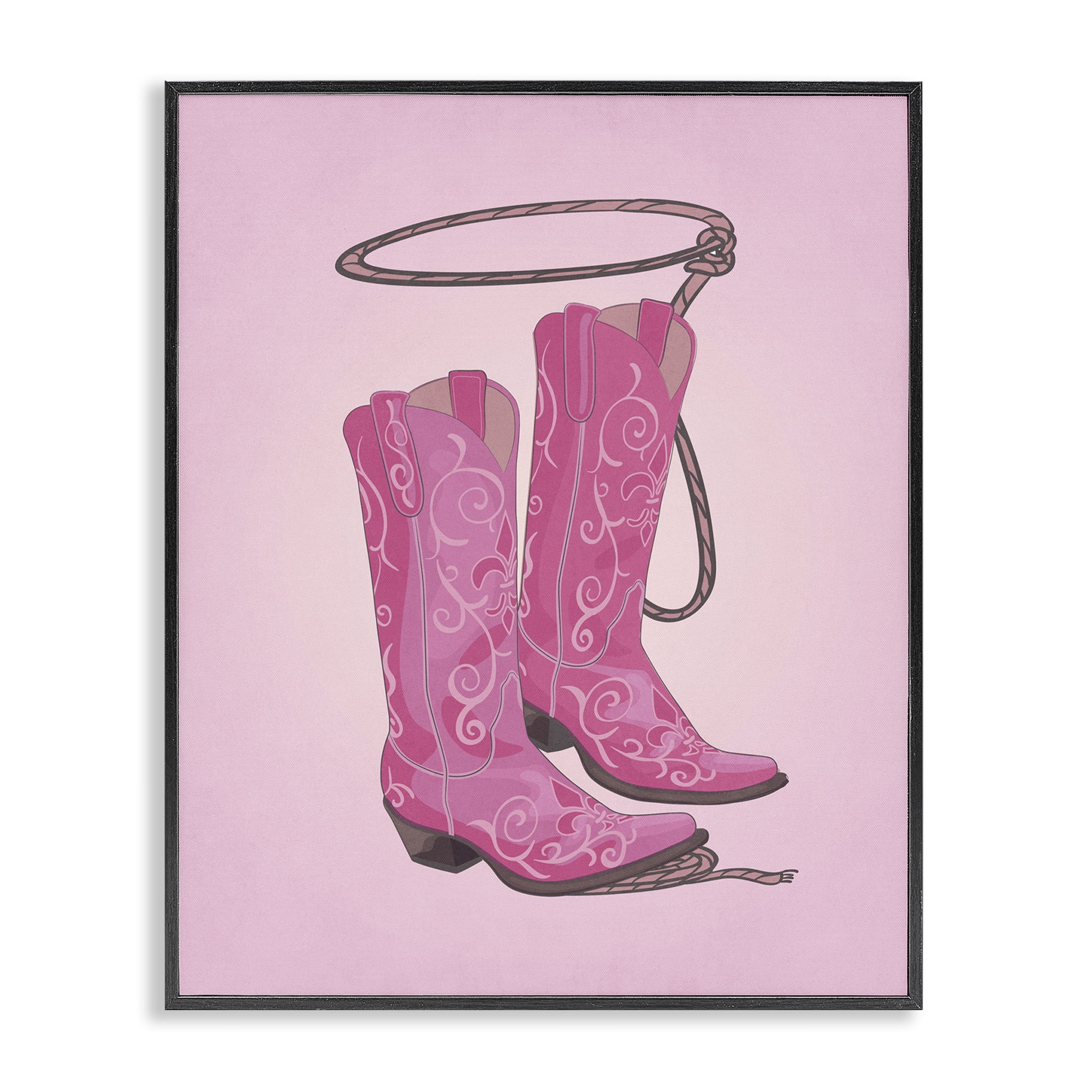 Stupell Industries Cowgirl Boots & Lasso Entertainment Painting Black Framed Art Print Wall Art, 16 x 20