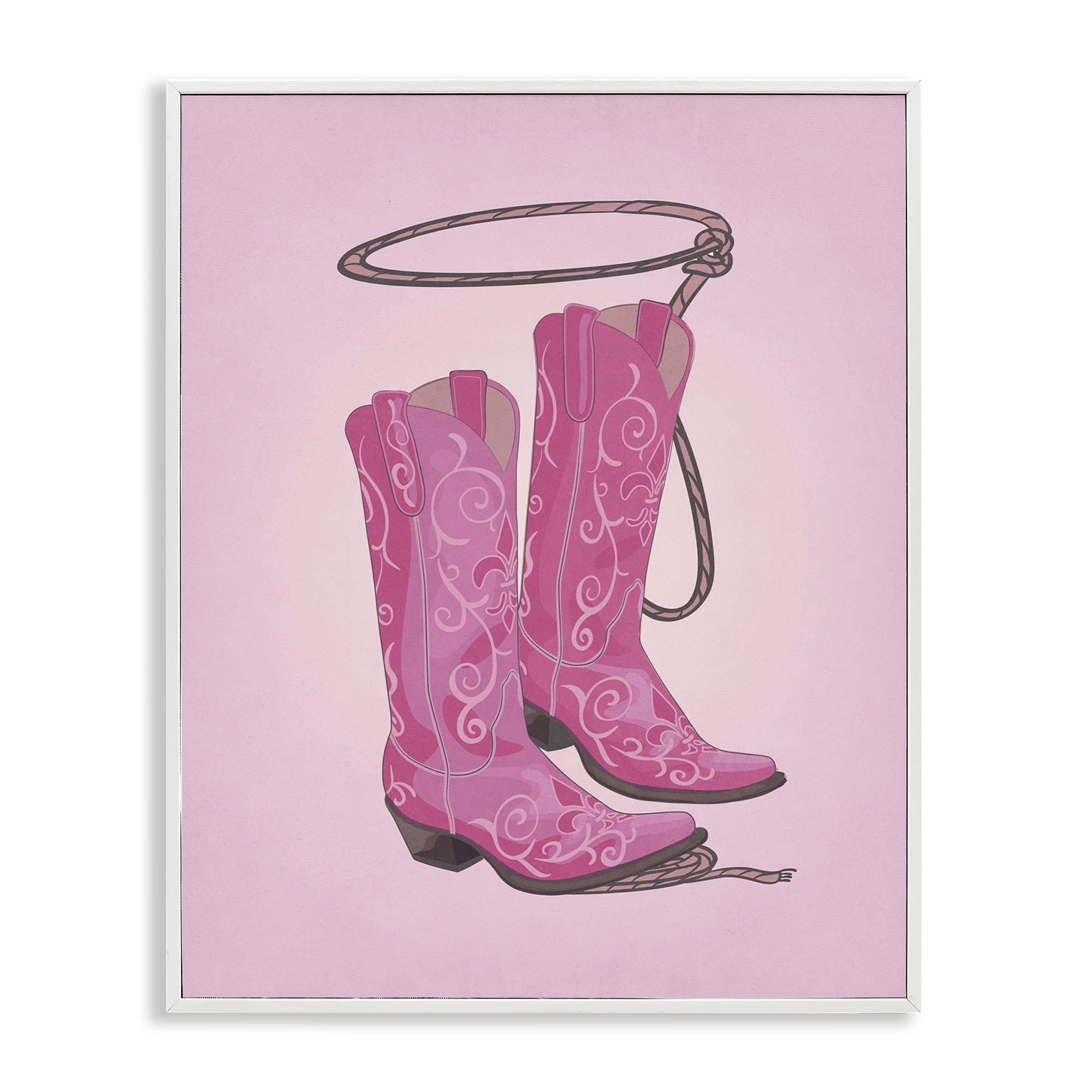 Stupell Industries Cowgirl Boots & Lasso Entertainment Painting White Framed Art Print Wall Art, 24 x 30