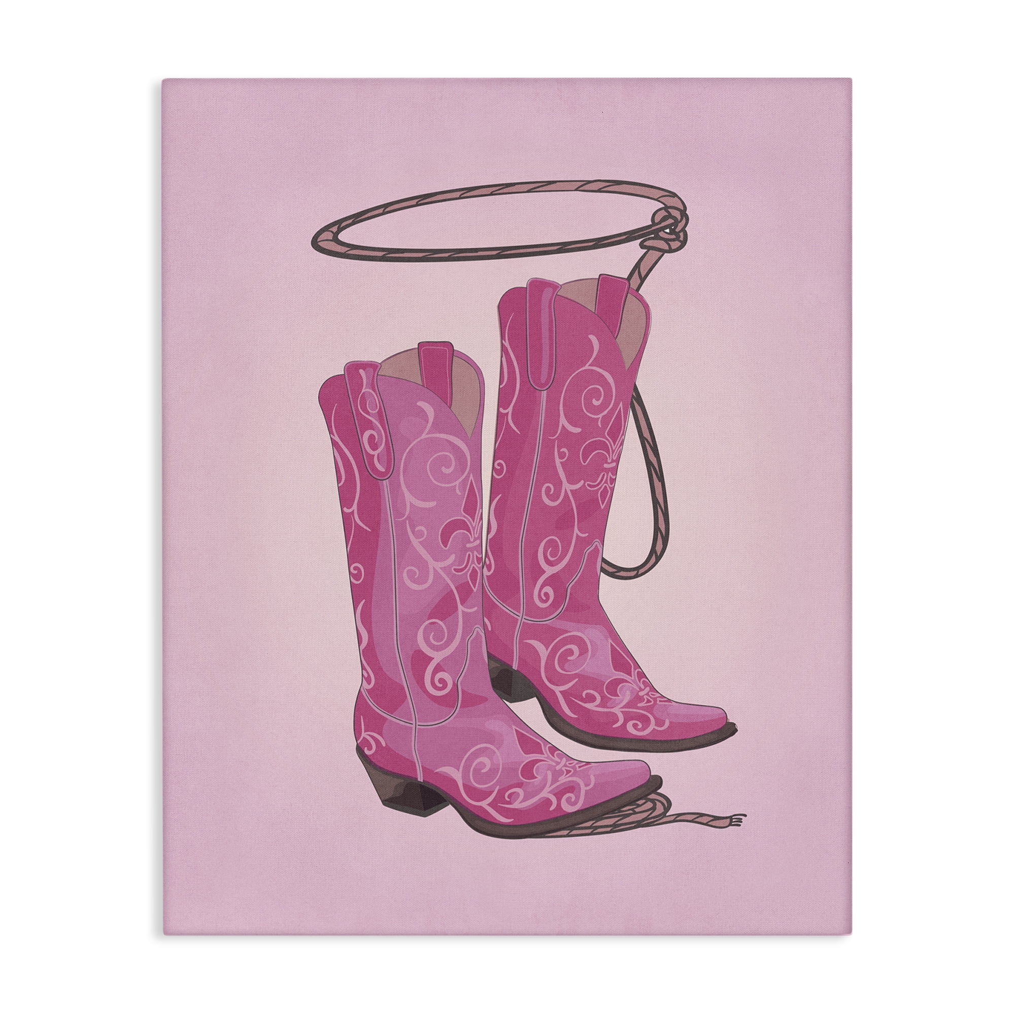 Stupell Industries Cowgirl Boots & Lasso Entertainment Painting Wrapped Canvas Art Print Wall Art, 36 x 48