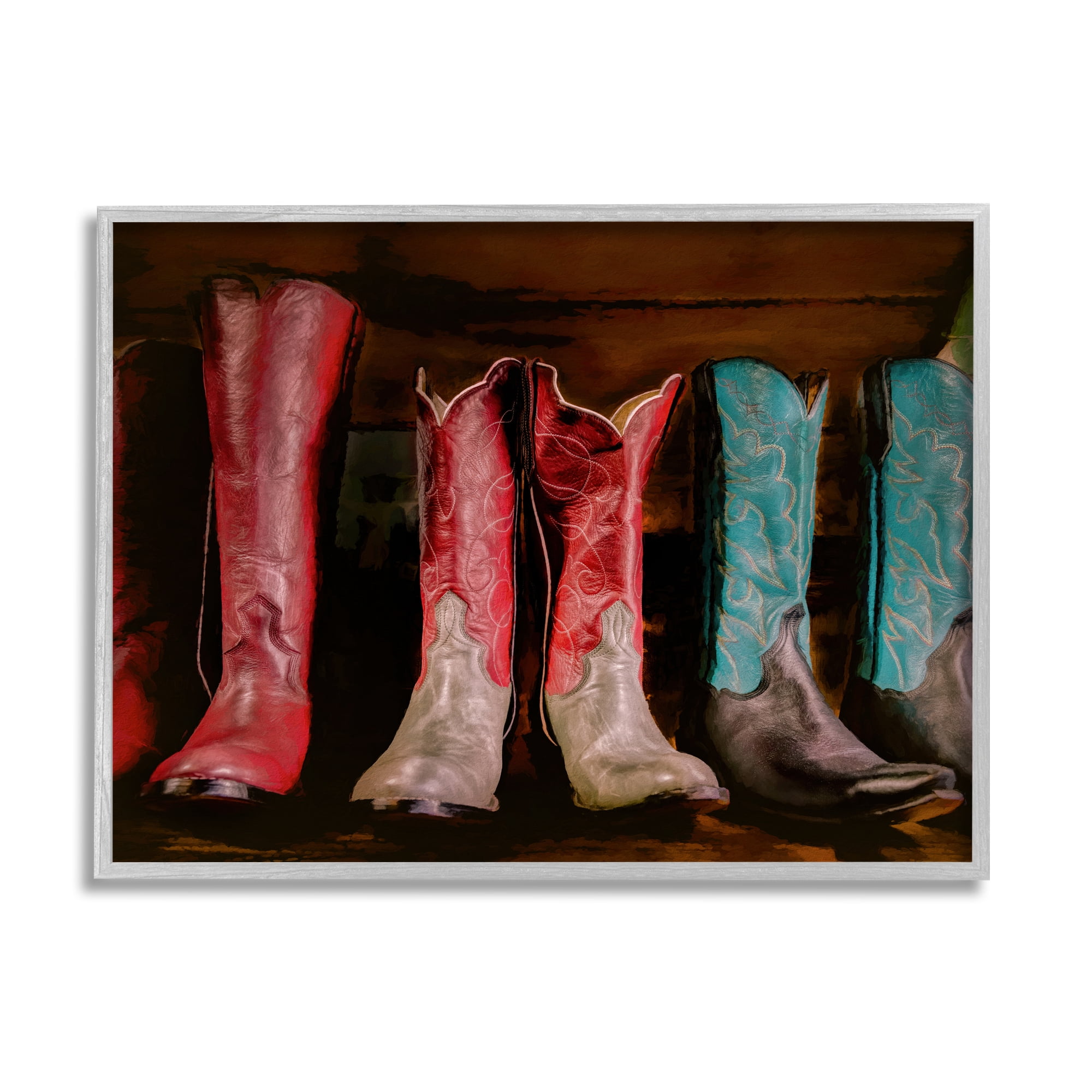 Stupell Industries Cowgirl Boots Photography Beauty & Fashion Photography Gray Framed Art Print Wall Art, 14 x 11