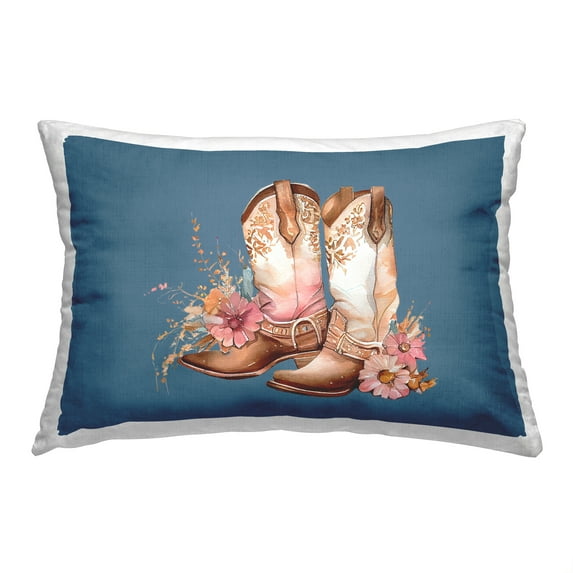 Stupell Industries Cowgirl Boots with Blossoms Decorative Printed Throw Pillow, 14 x 20