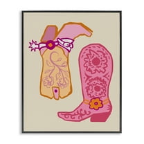 Stupell Industries Cowgirl Boots with Spur Fashion Painting Black Framed Art Print Wall Art, 11 x 14