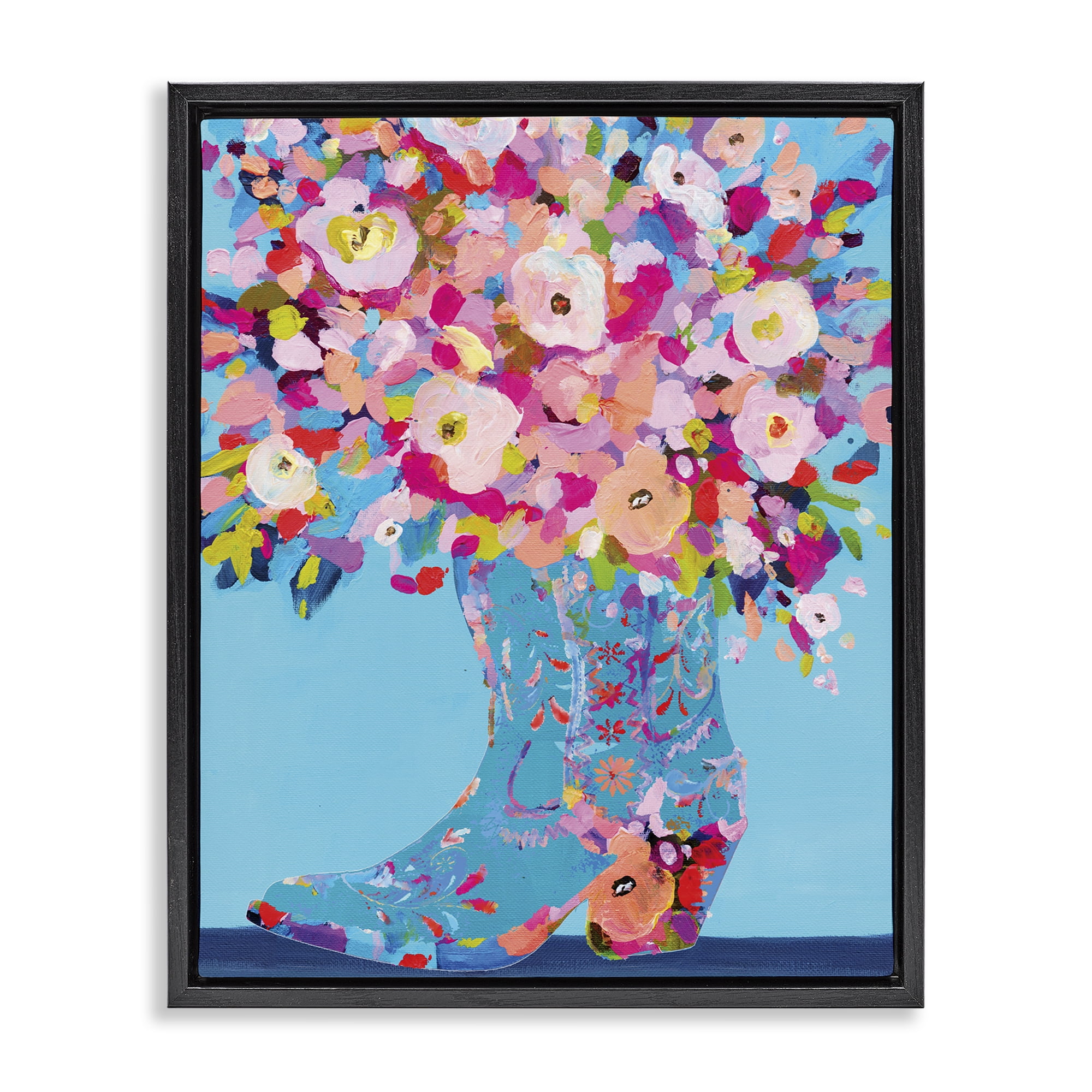 Stupell Industries Cowgirl Dabs of Color Black Framed Floater Canvas Wall Art, design by Kamdon Kreations