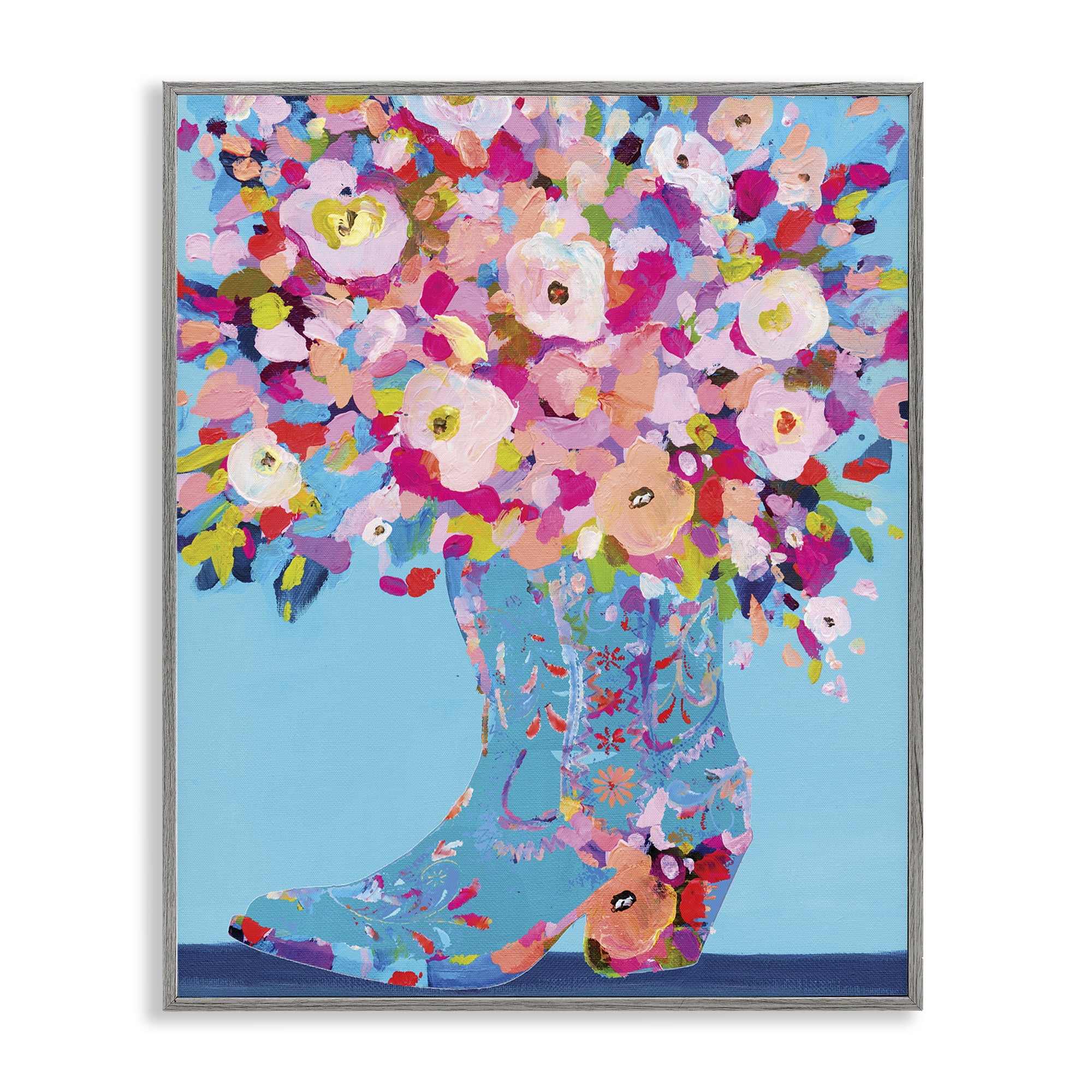 Stupell Industries Cowgirl Dabs of Color Gray Framed Giclee Art, design by Kamdon Kreations