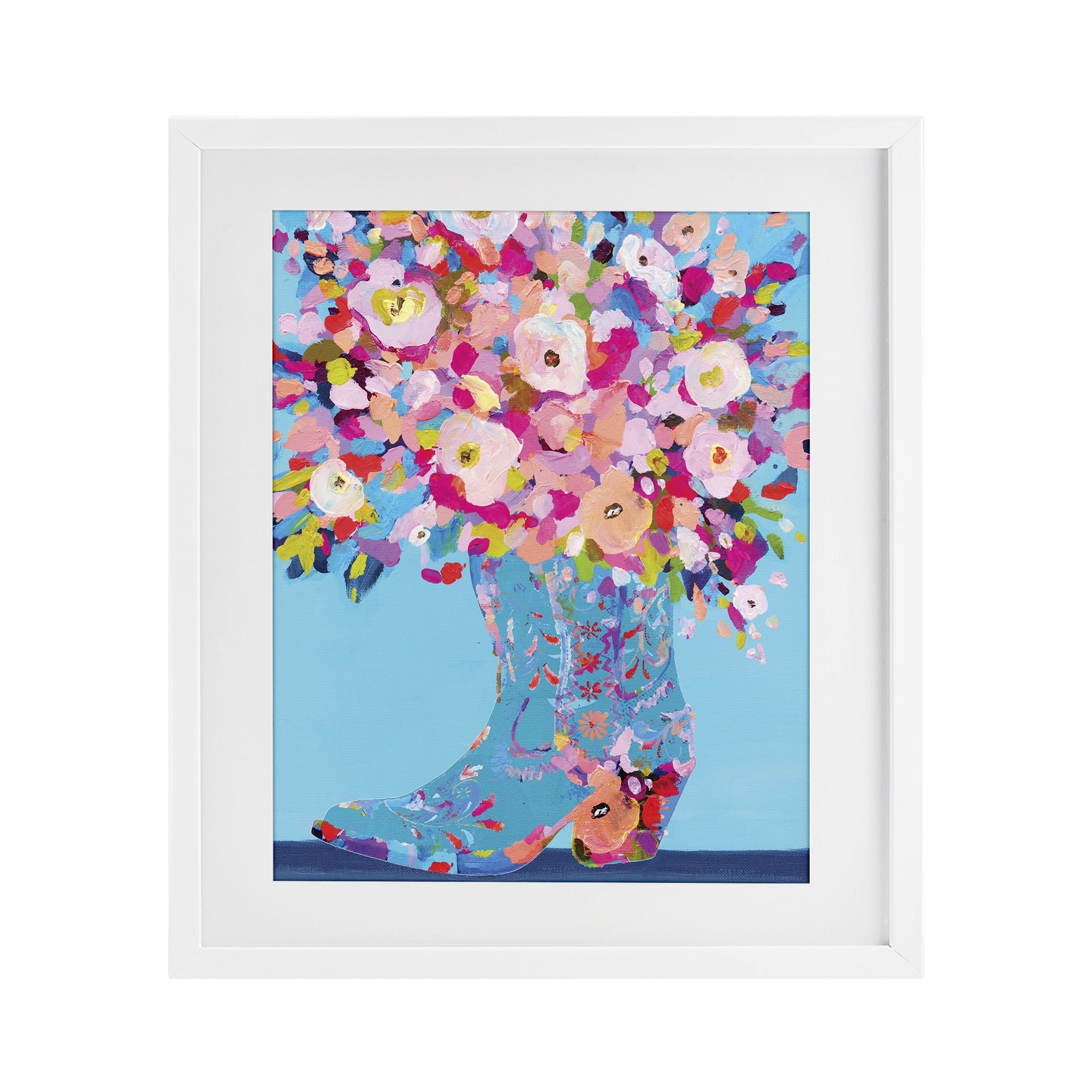 Stupell Industries Cowgirl Dabs of Color White Framed Print Under Glass, design by Kamdon Kreations