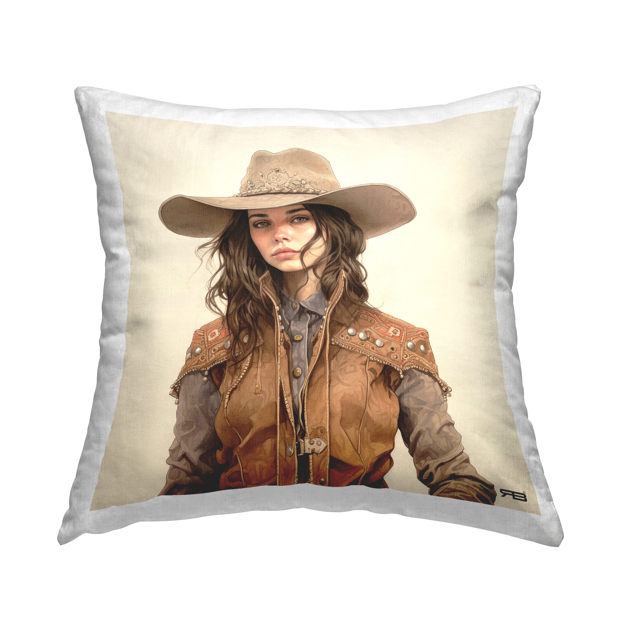 Stupell Industries Cowgirl Gazing Portrait Decorative Printed Throw Pillow, 18 x 18