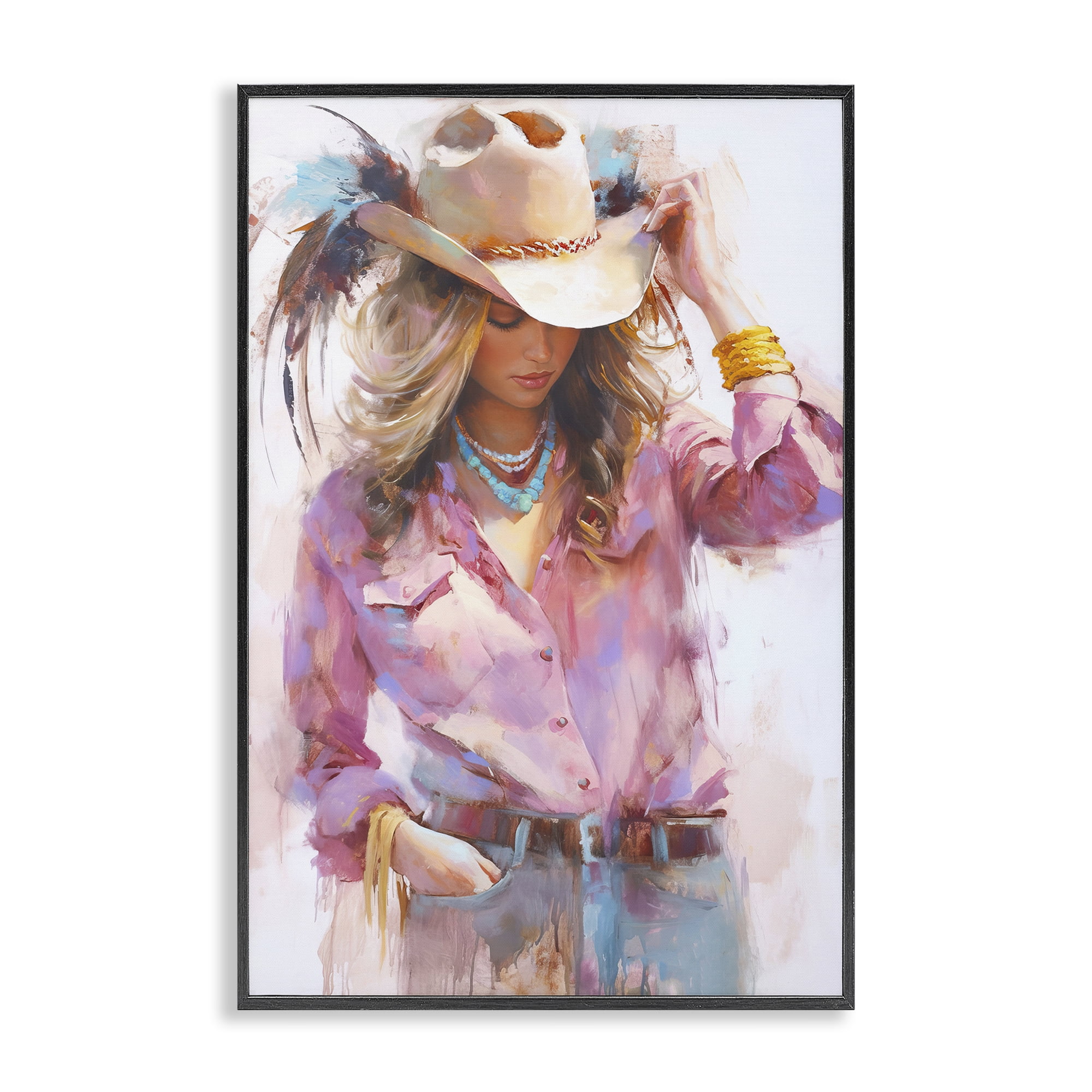 Stupell Industries Cowgirl Hat Reflections Black Framed Giclee Art, design by Tina LeCour