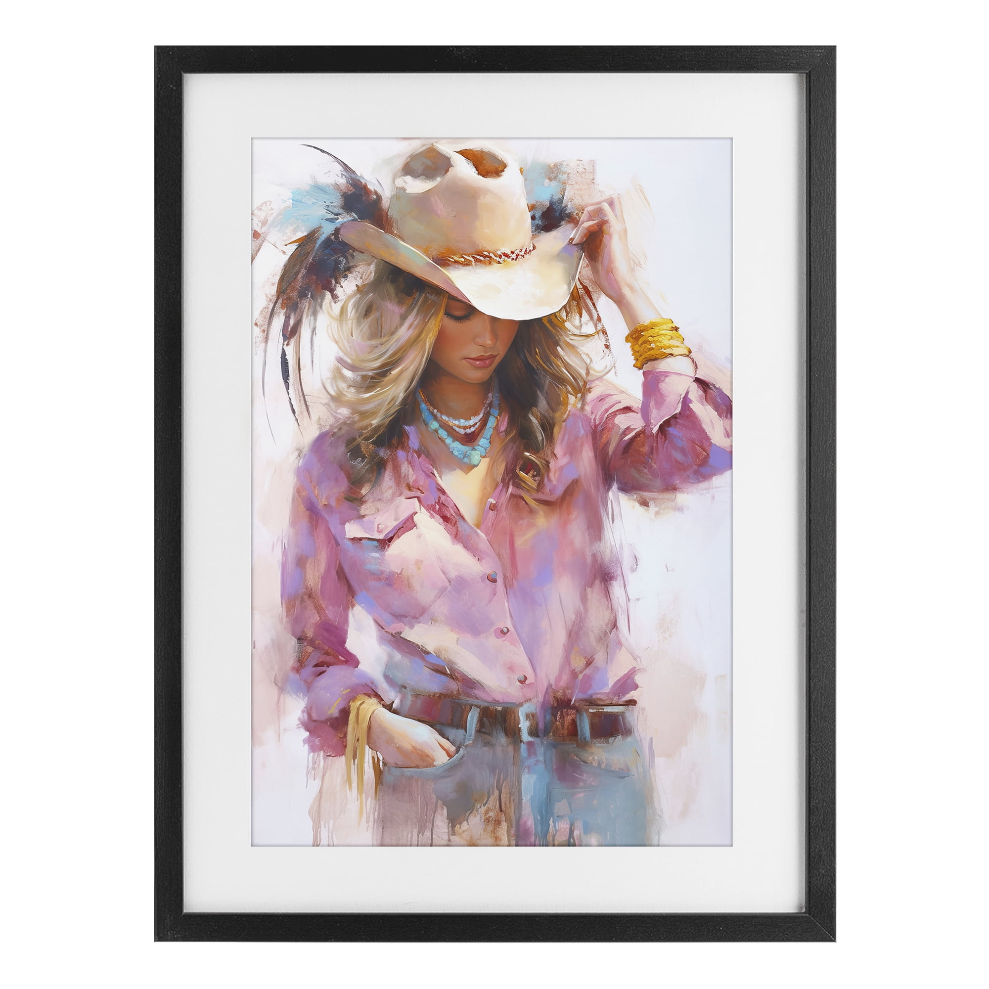 Stupell Industries Cowgirl Hat Reflections Black Framed Print Under Glass, design by Tina LeCour