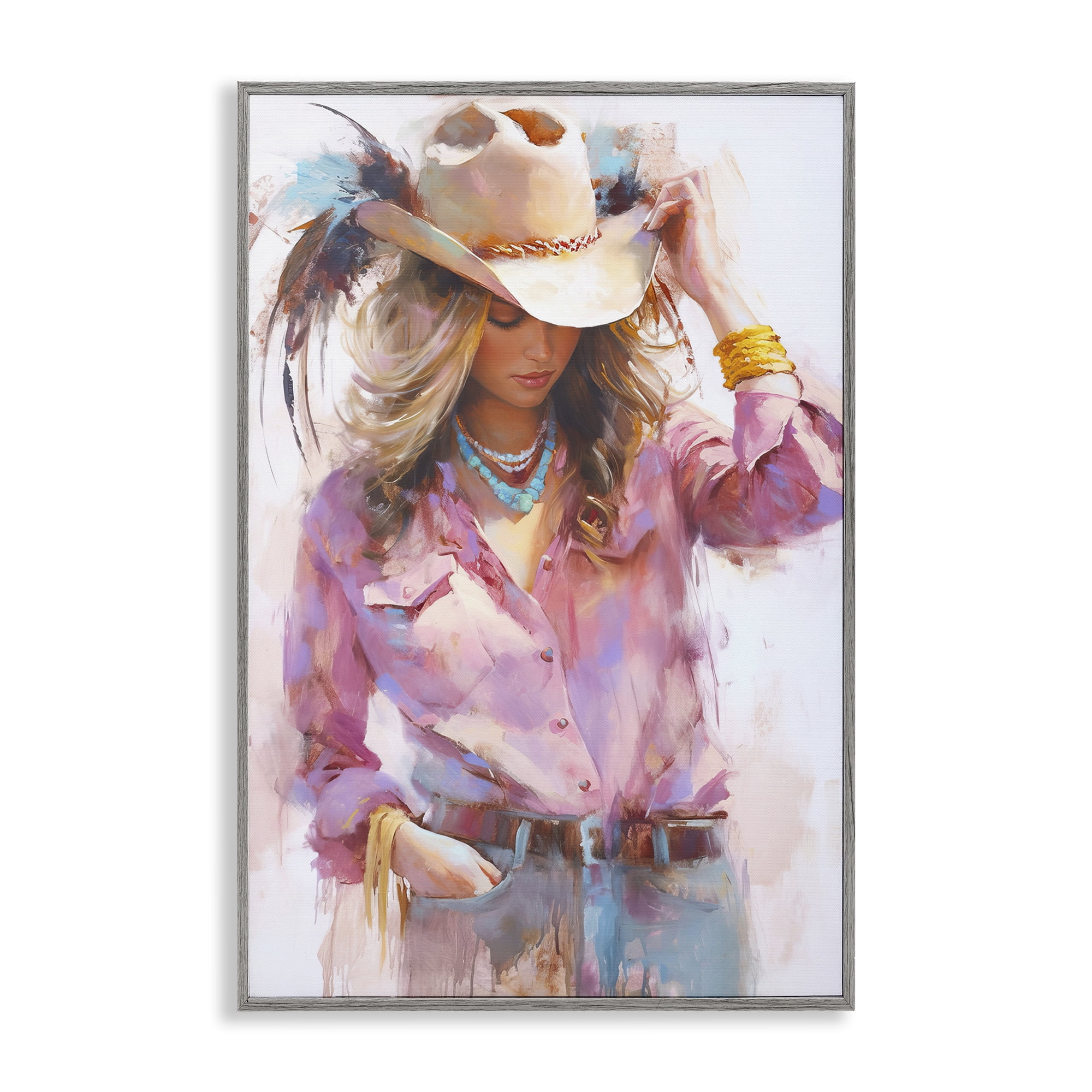 Stupell Industries Cowgirl Hat Reflections Gray Framed Giclee Art, design by Tina LeCour