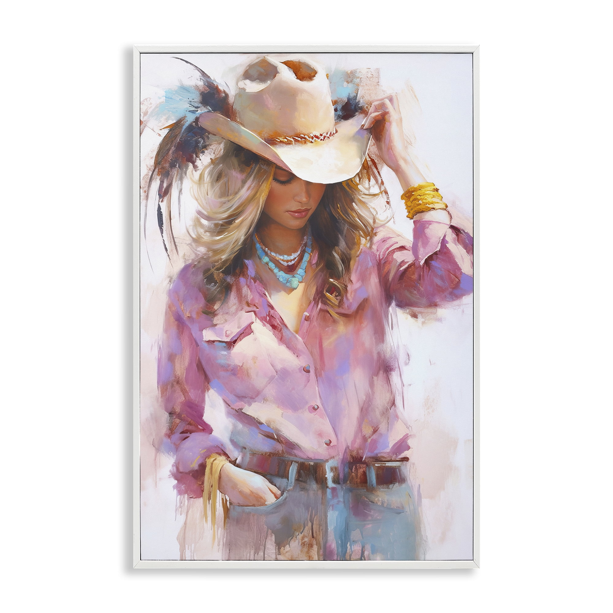 Stupell Industries Cowgirl Hat Reflections White Framed Giclee Art, design by Tina LeCour