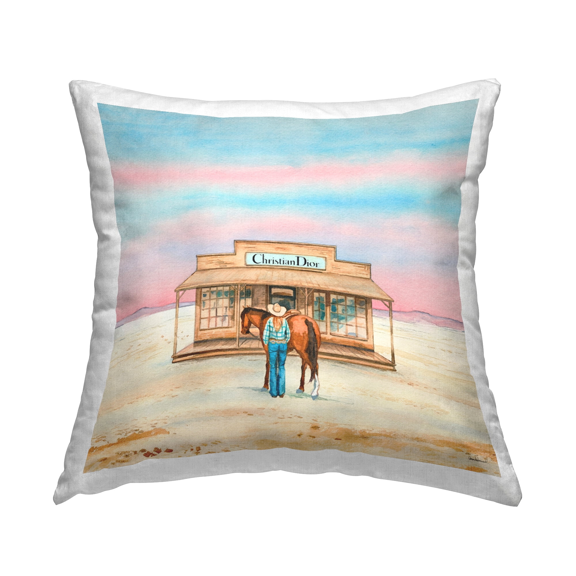 Stupell Industries Cowgirl & Horse Shopping Decorative Printed Throw Pillow Design by Amanda Greenwood.