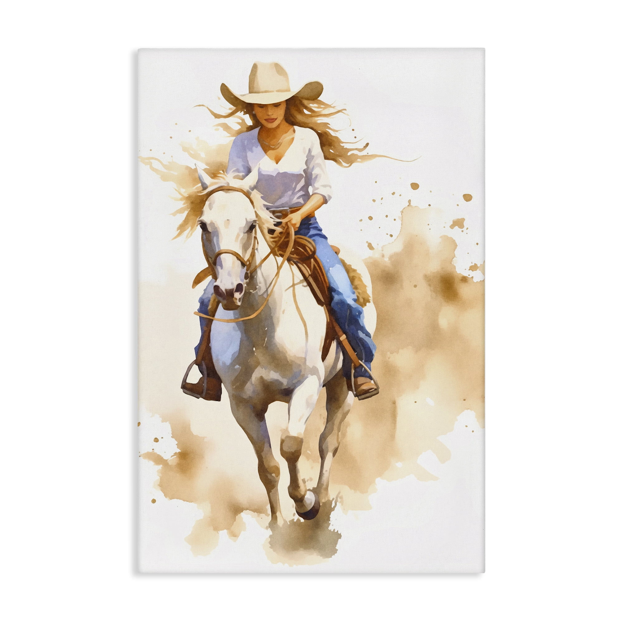Stupell Industries Cowgirl Jockey Charm People Painting Wrapped Canvas Art Print Wall Art, 24 x 36
