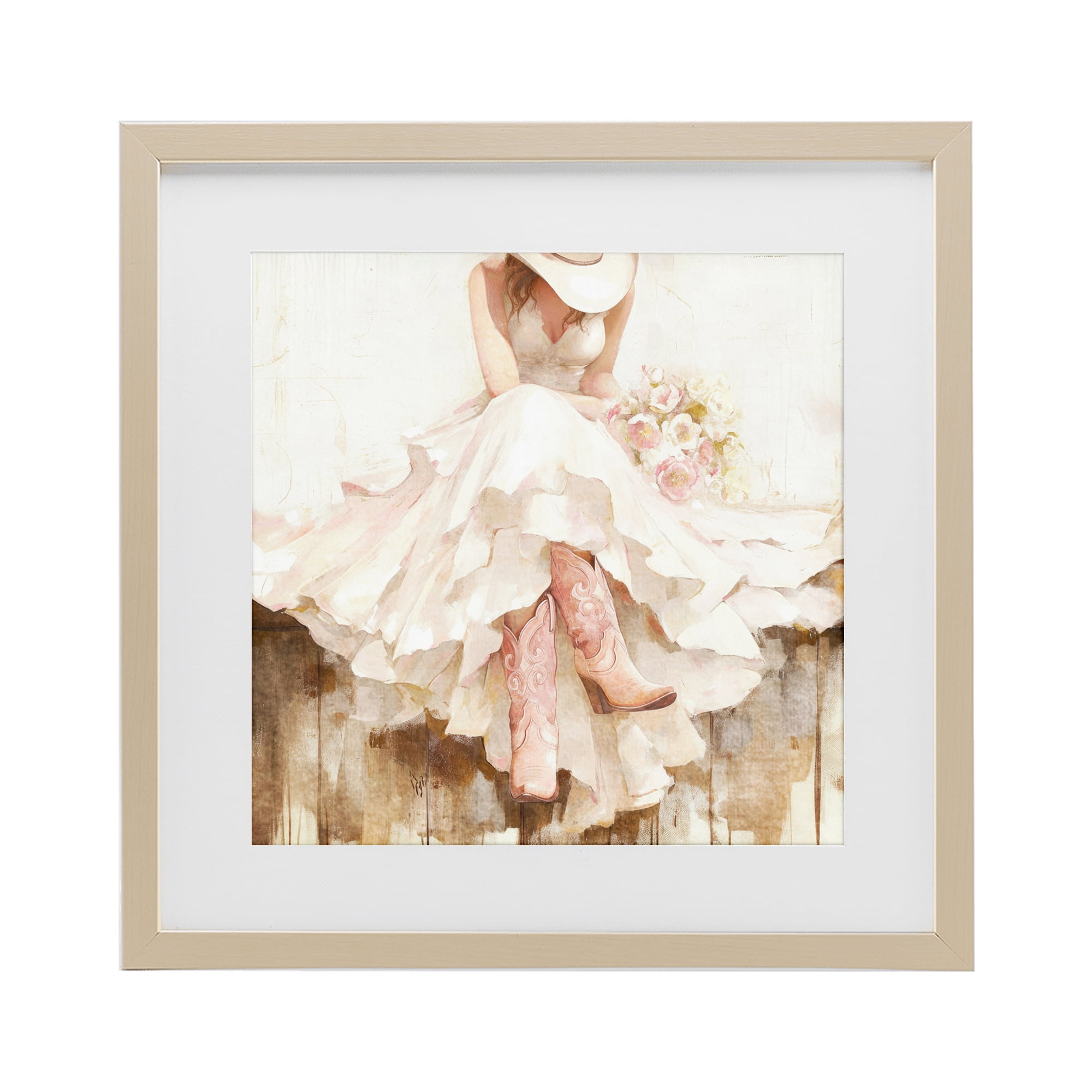 Stupell Industries Cowgirl On The Fence Birch Framed Print Under Glass, design by Tina LeCour