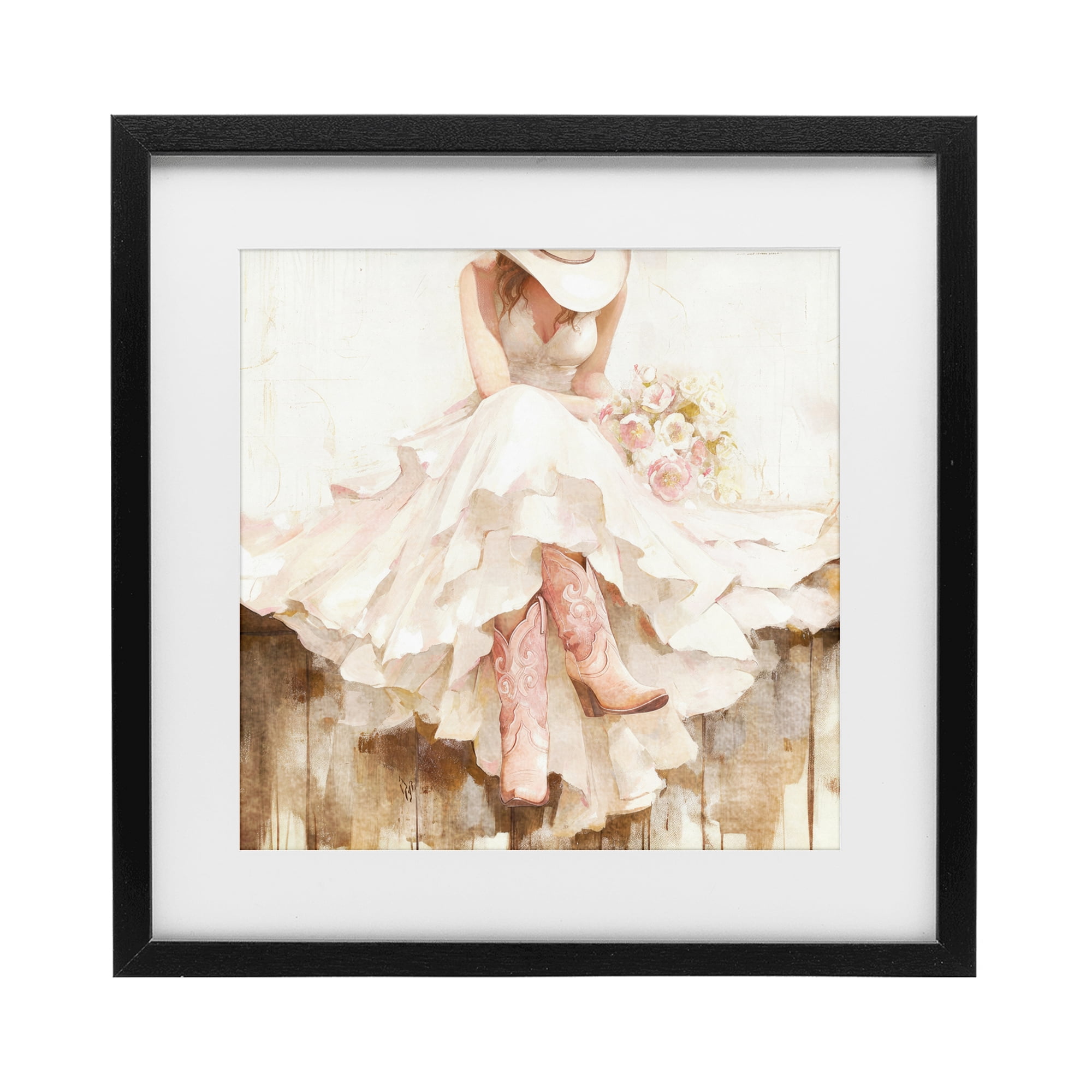 Stupell Industries Cowgirl On The Fence Black Framed Print Under Glass, design by Tina LeCour