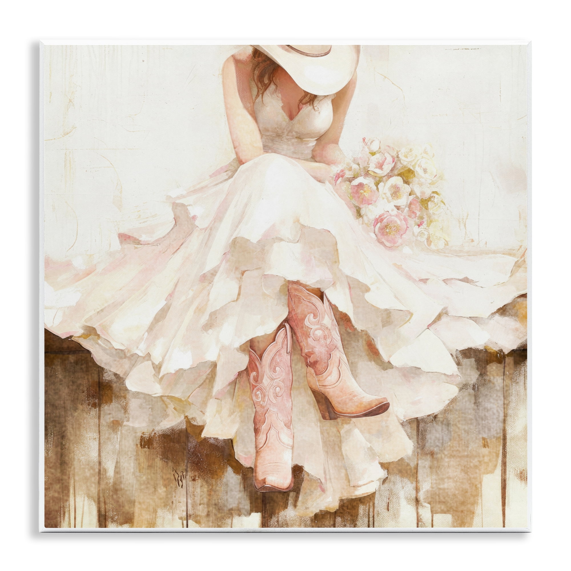 Stupell Industries Cowgirl On The Fence Wall Plaque Art, design by Tina LeCour
