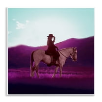 Stupell Industries Cowgirl & Purple Mountains Animals & Insects Painting Unframed Art Print Wall Art, 12 x 12