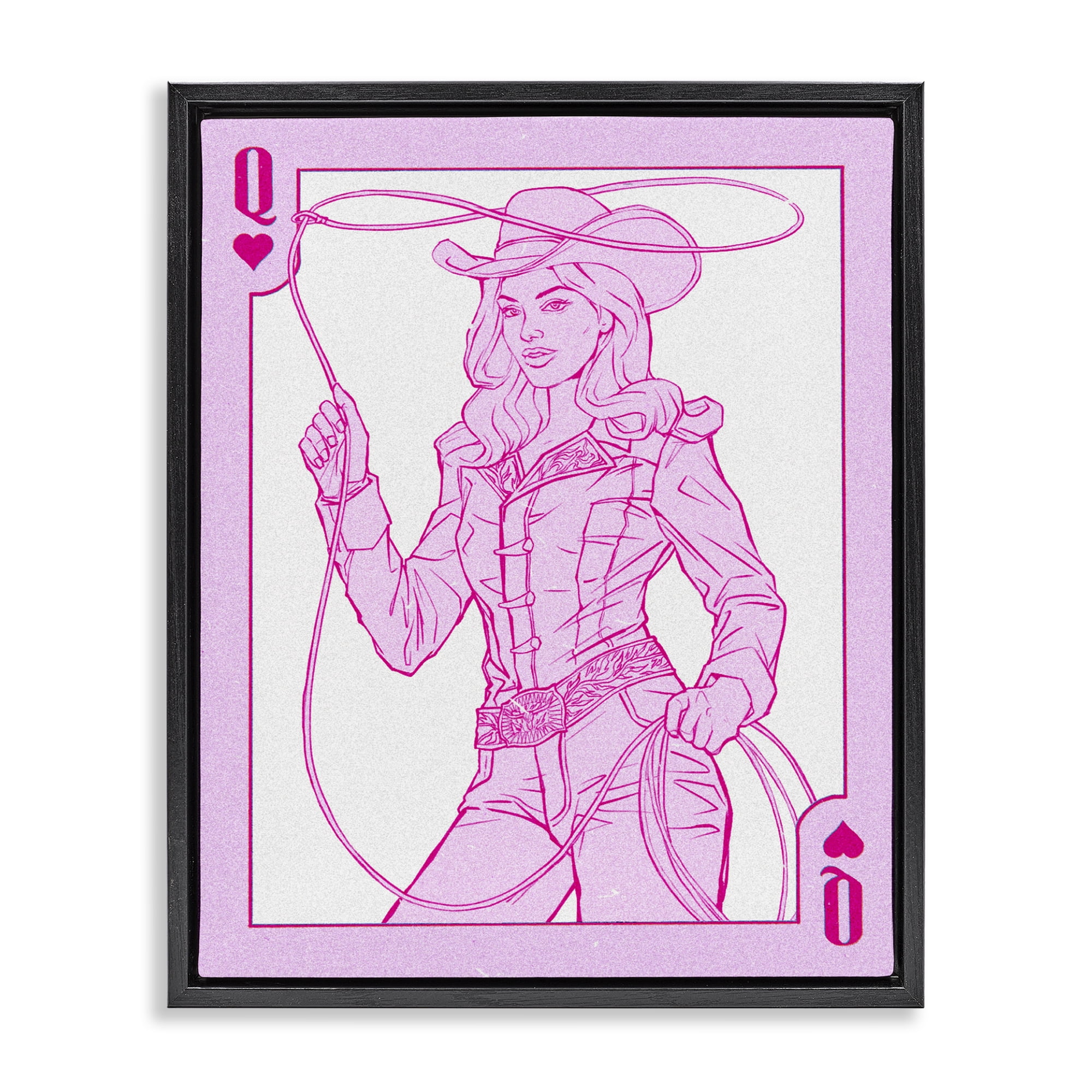 Stupell Industries Cowgirl Queen of Hearts Black Framed Floater Canvas Wall Art, design by Ziwei Li