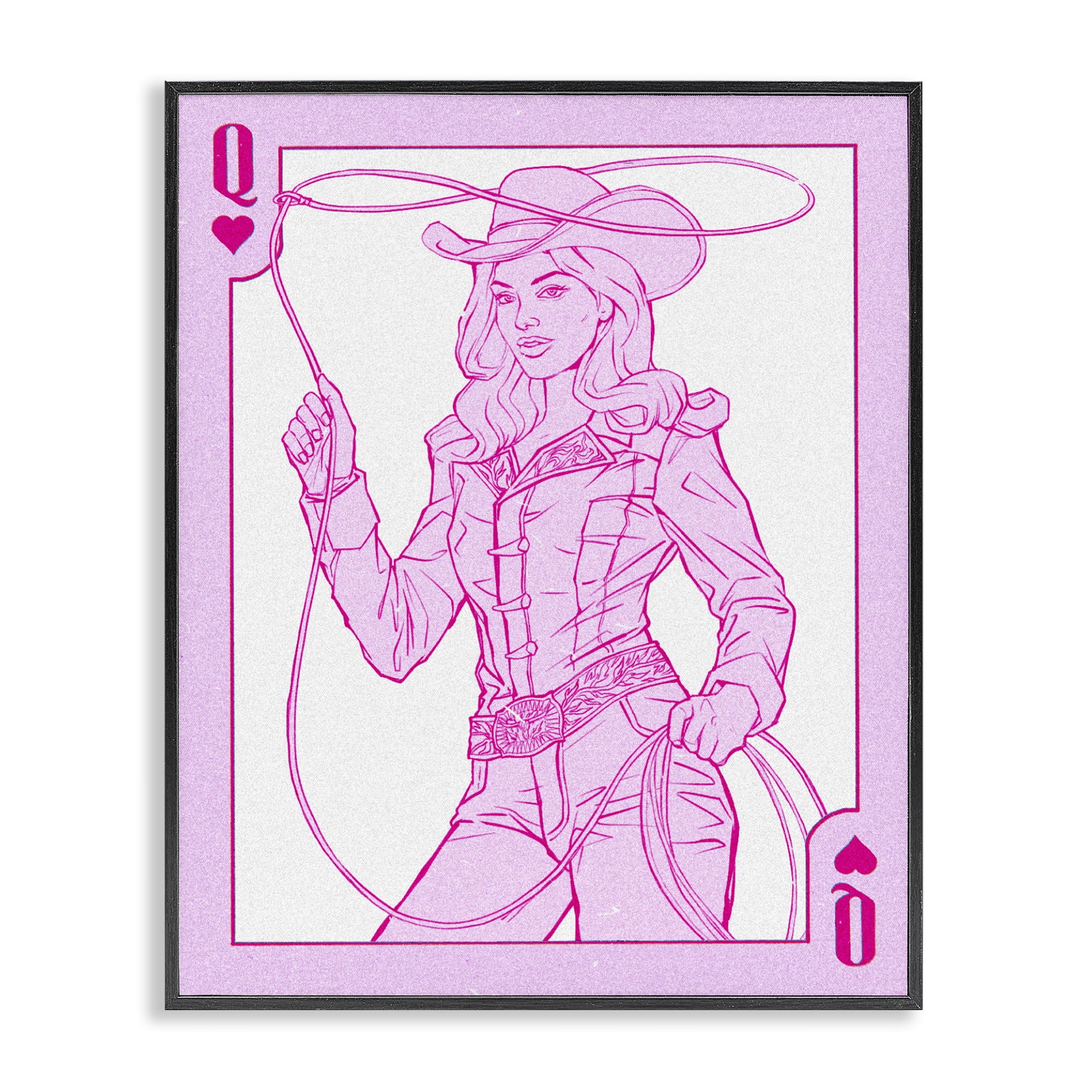 Stupell Industries Cowgirl Queen of Hearts Black Framed Giclee Art, design by Ziwei Li