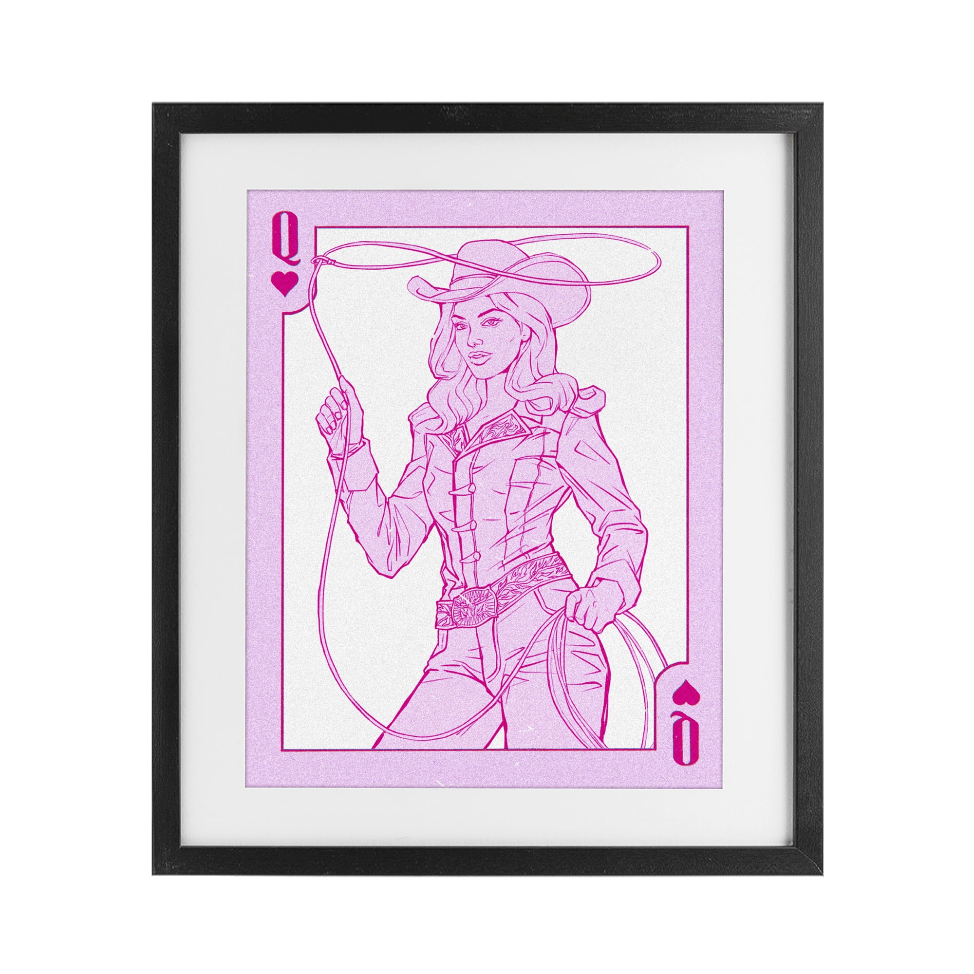 Stupell Industries Cowgirl Queen of Hearts Black Framed Print Under Glass, design by Ziwei Li