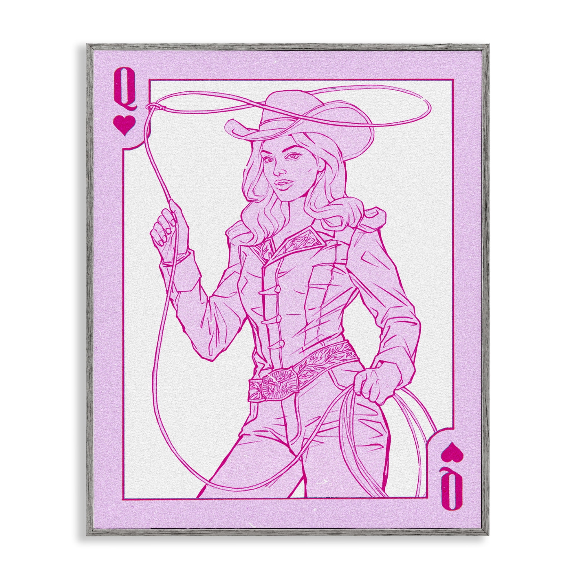 Stupell Industries Cowgirl Queen of Hearts Gray Framed Giclee Art, design by Ziwei Li