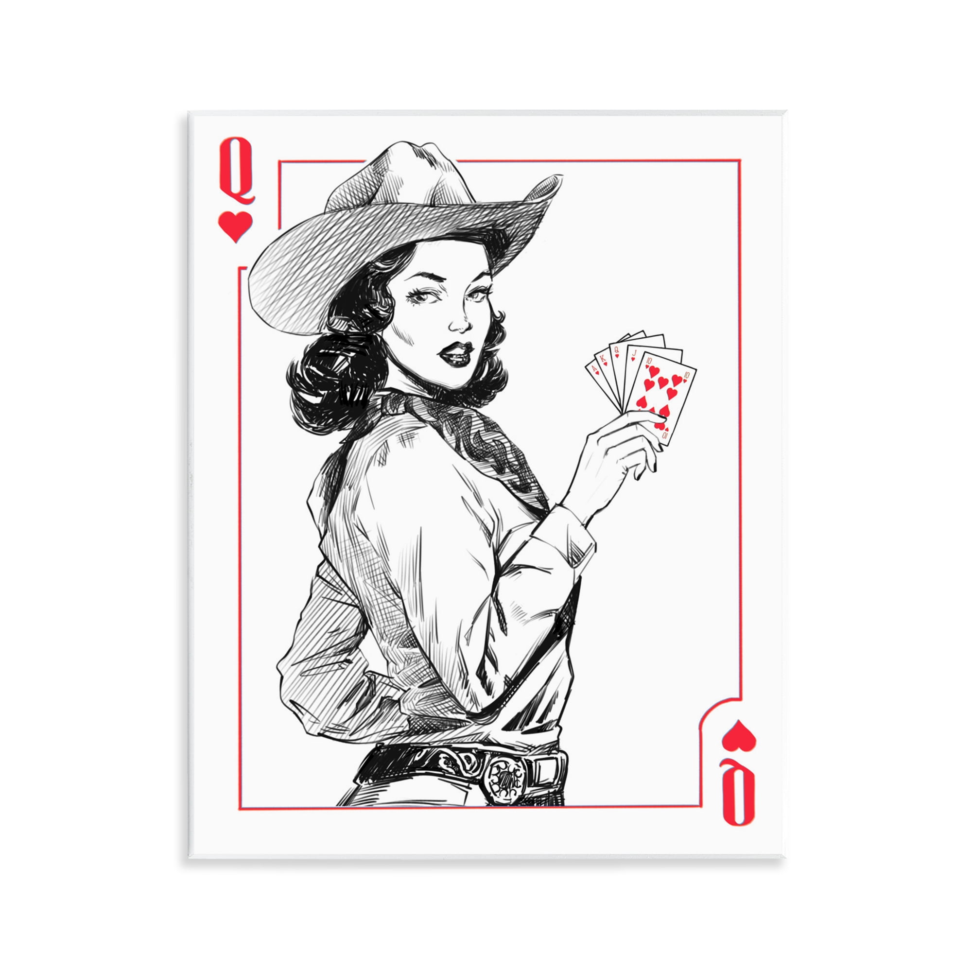 Stupell Industries Cowgirl Queen of Hearts Wall Plaque Art, design by Ziwei Li