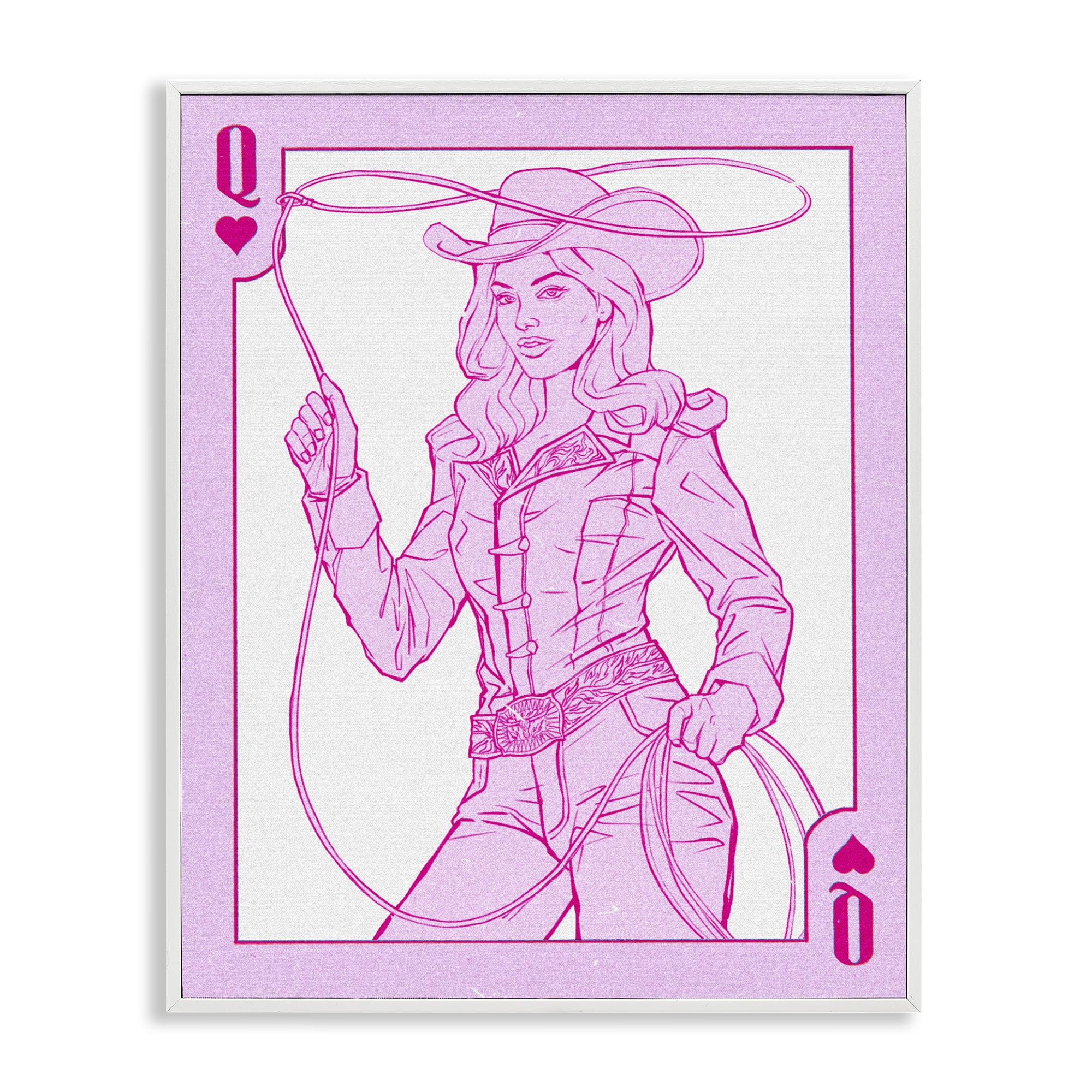 Stupell Industries Cowgirl Queen of Hearts White Framed Giclee Art, design by Ziwei Li
