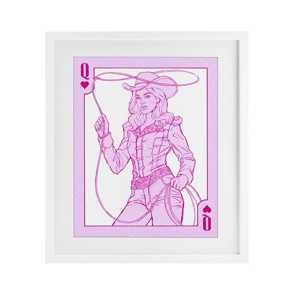 Stupell Industries Eclectic Cowgirl Queen of Hearts White Framed Print Under Glass, 13 x 16, by Ziwei Li