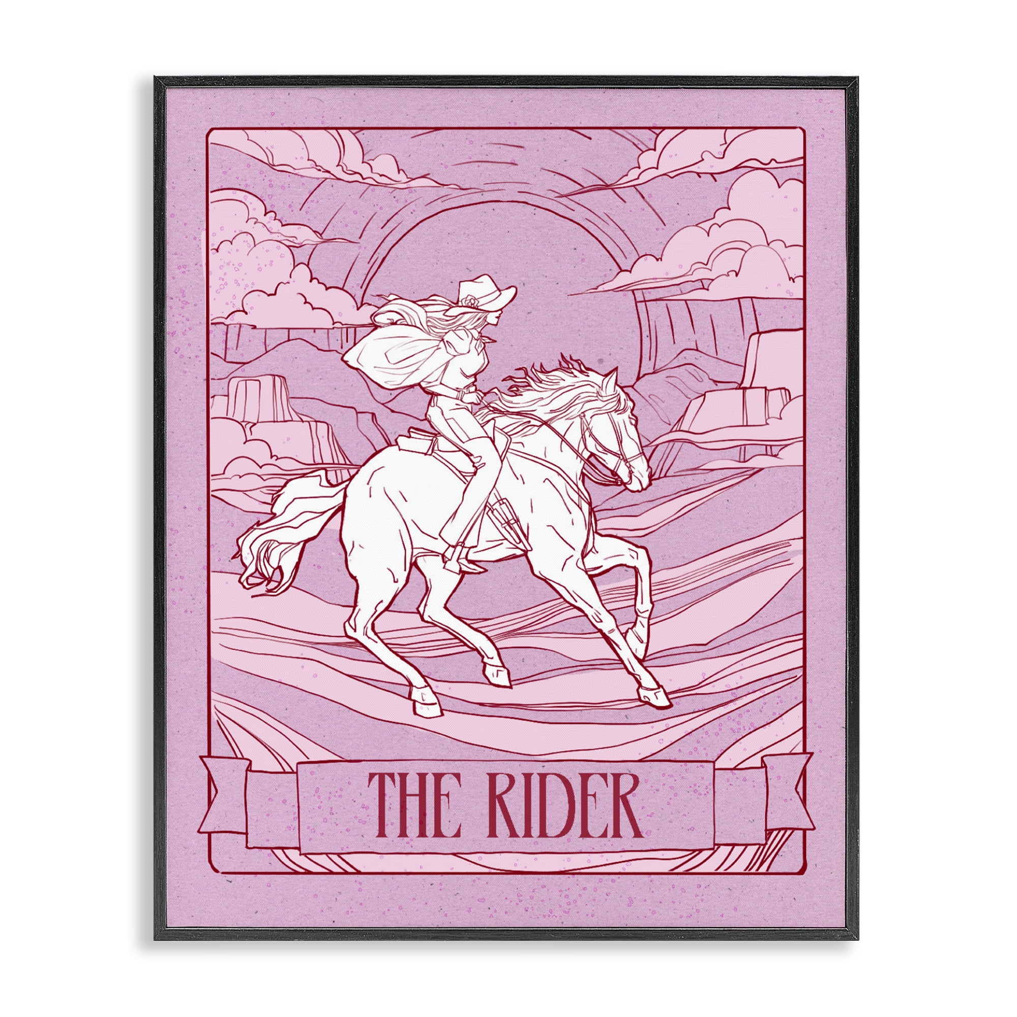 Stupell Industries Cowgirl Rider Tarot Card Black Framed Giclee Art, design by Ziwei Li