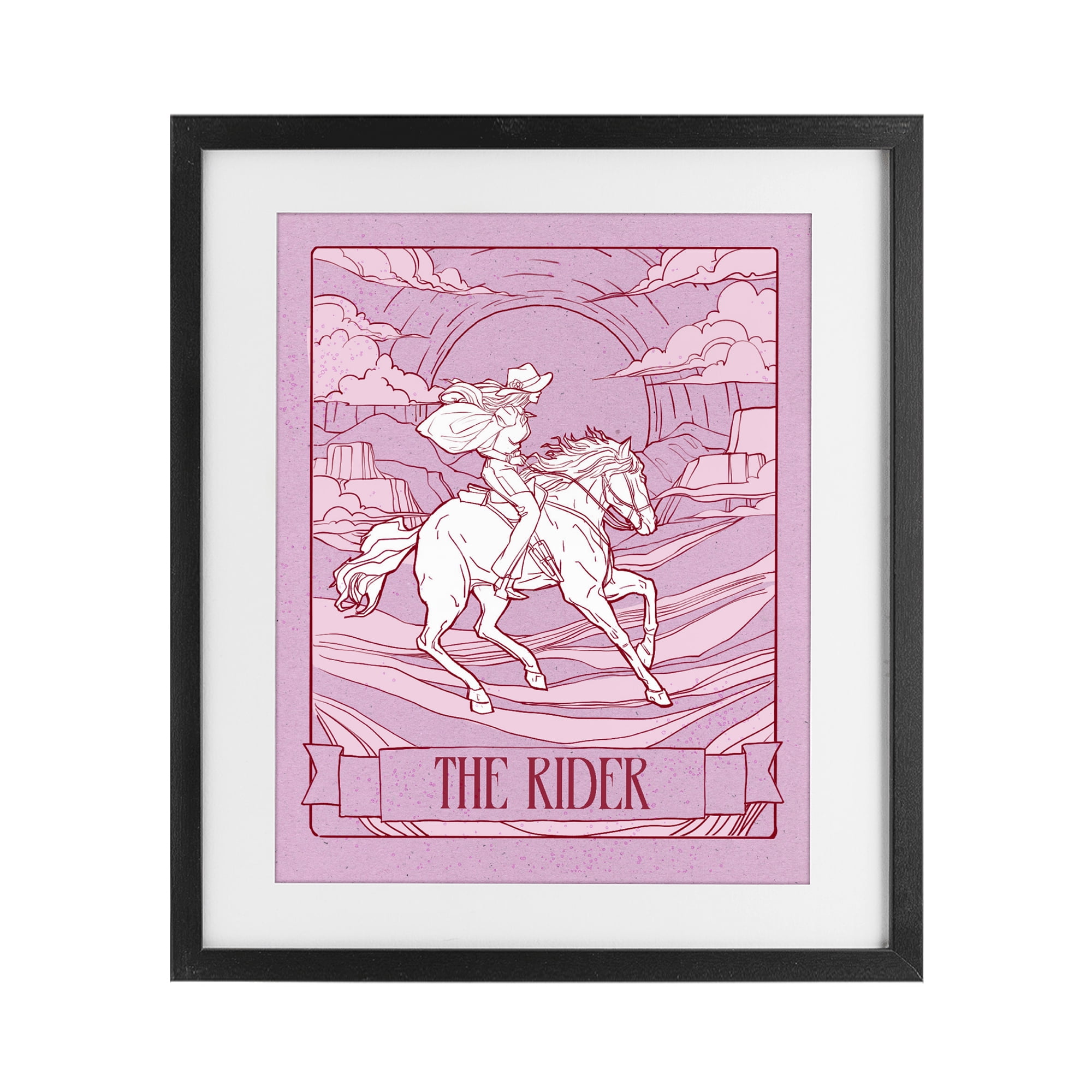 Stupell Industries Cowgirl Rider Tarot Card Black Framed Print Under Glass, design by Ziwei Li