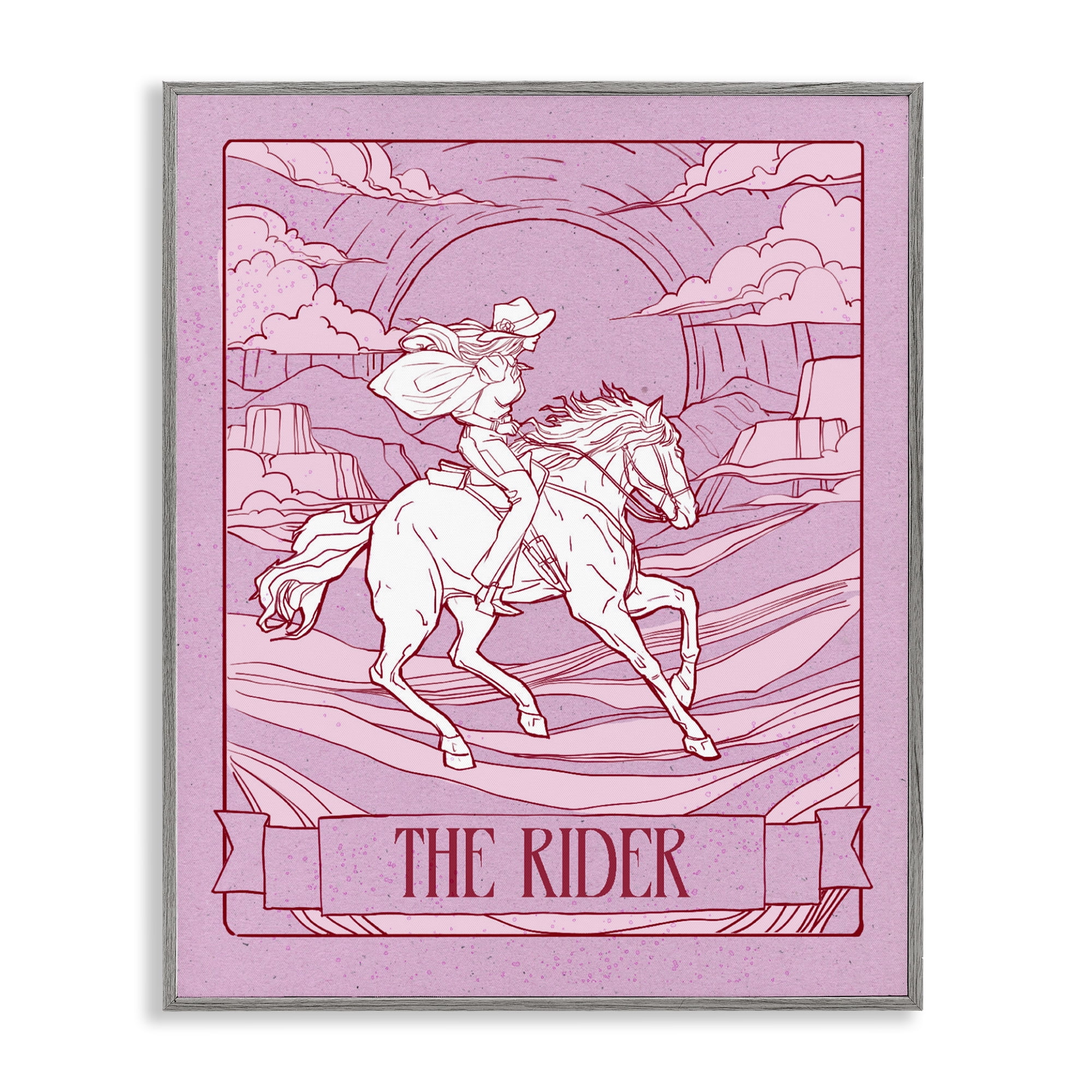 Stupell Industries Cowgirl Rider Tarot Card Gray Framed Giclee Art, design by Ziwei Li