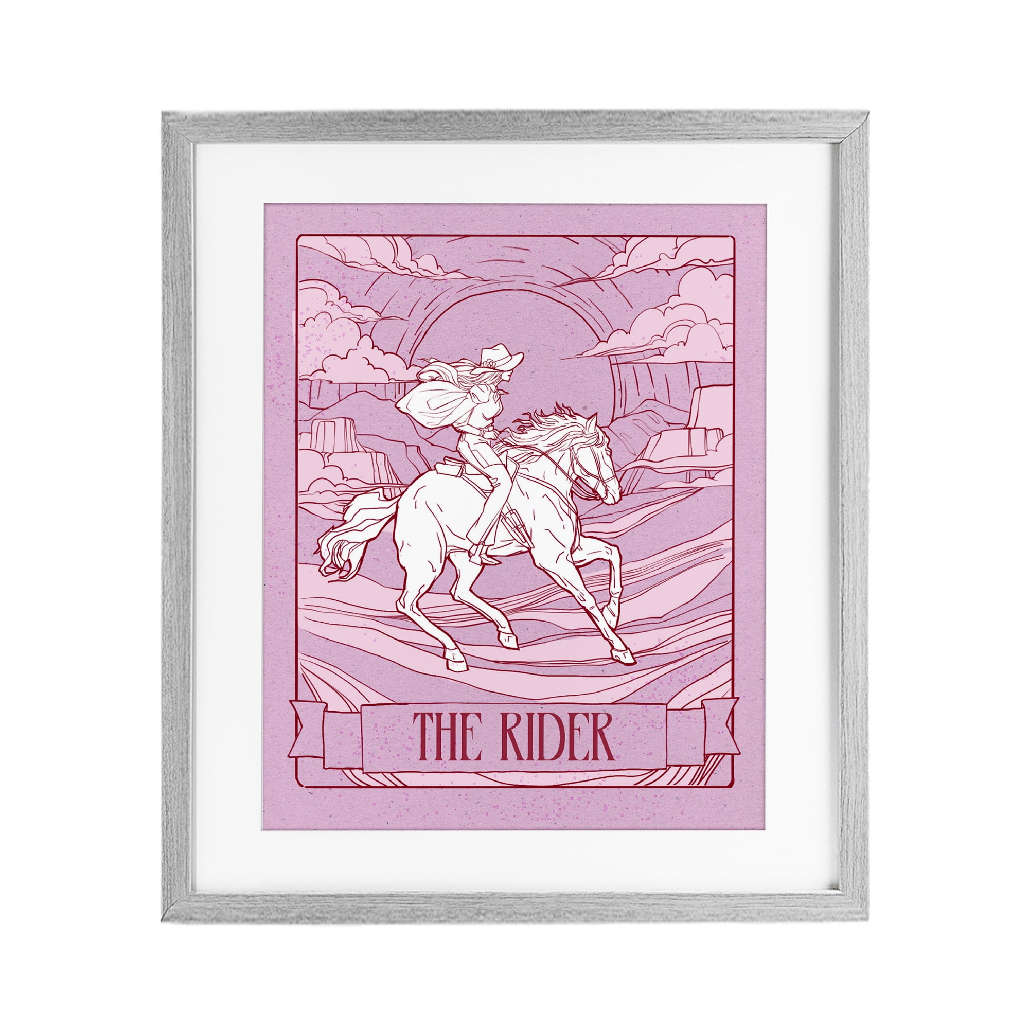 Stupell Industries Cowgirl Rider Tarot Card Gray Framed Print Under Glass, design by Ziwei Li