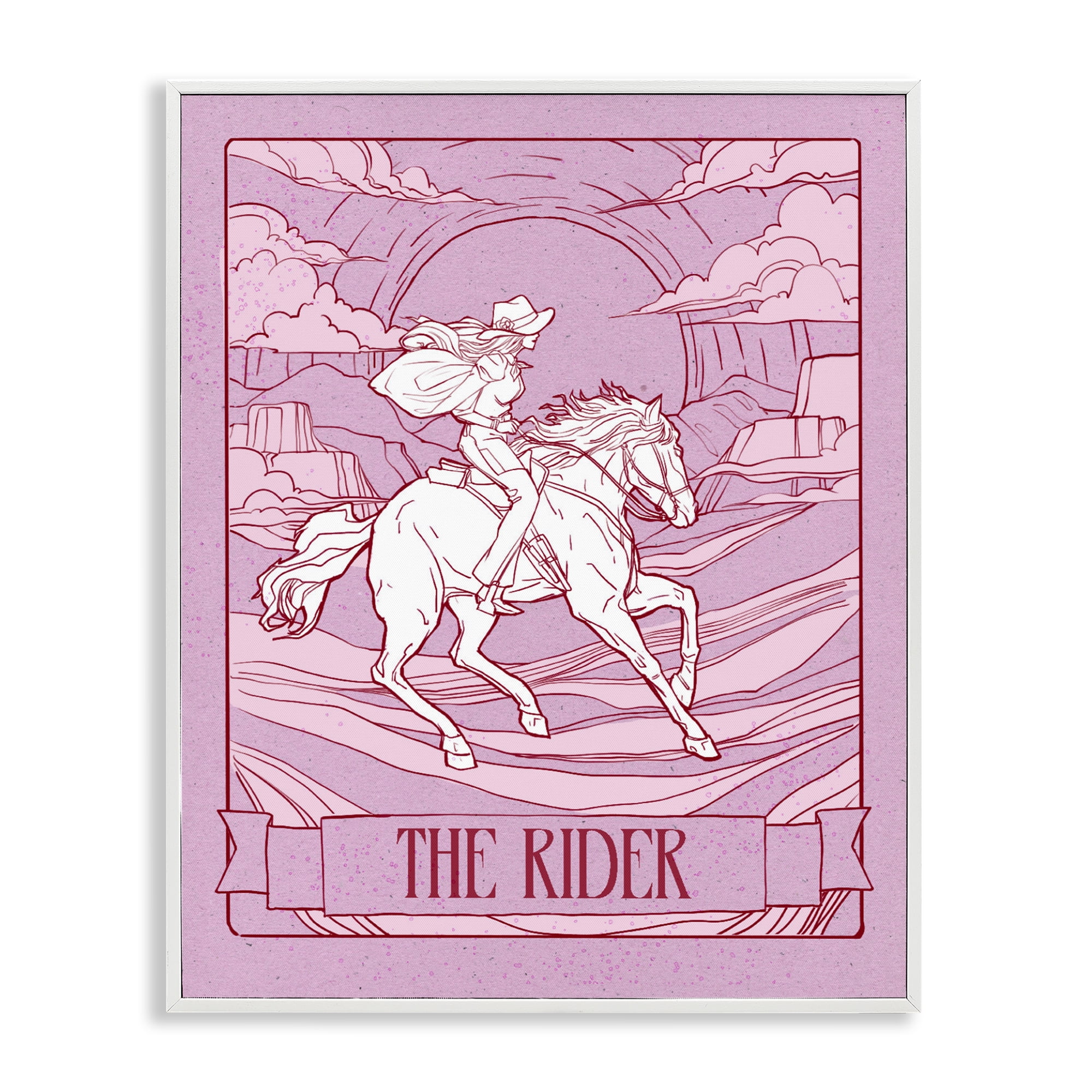 Stupell Industries Cowgirl Rider Tarot Card White Framed Giclee Art, design by Ziwei Li