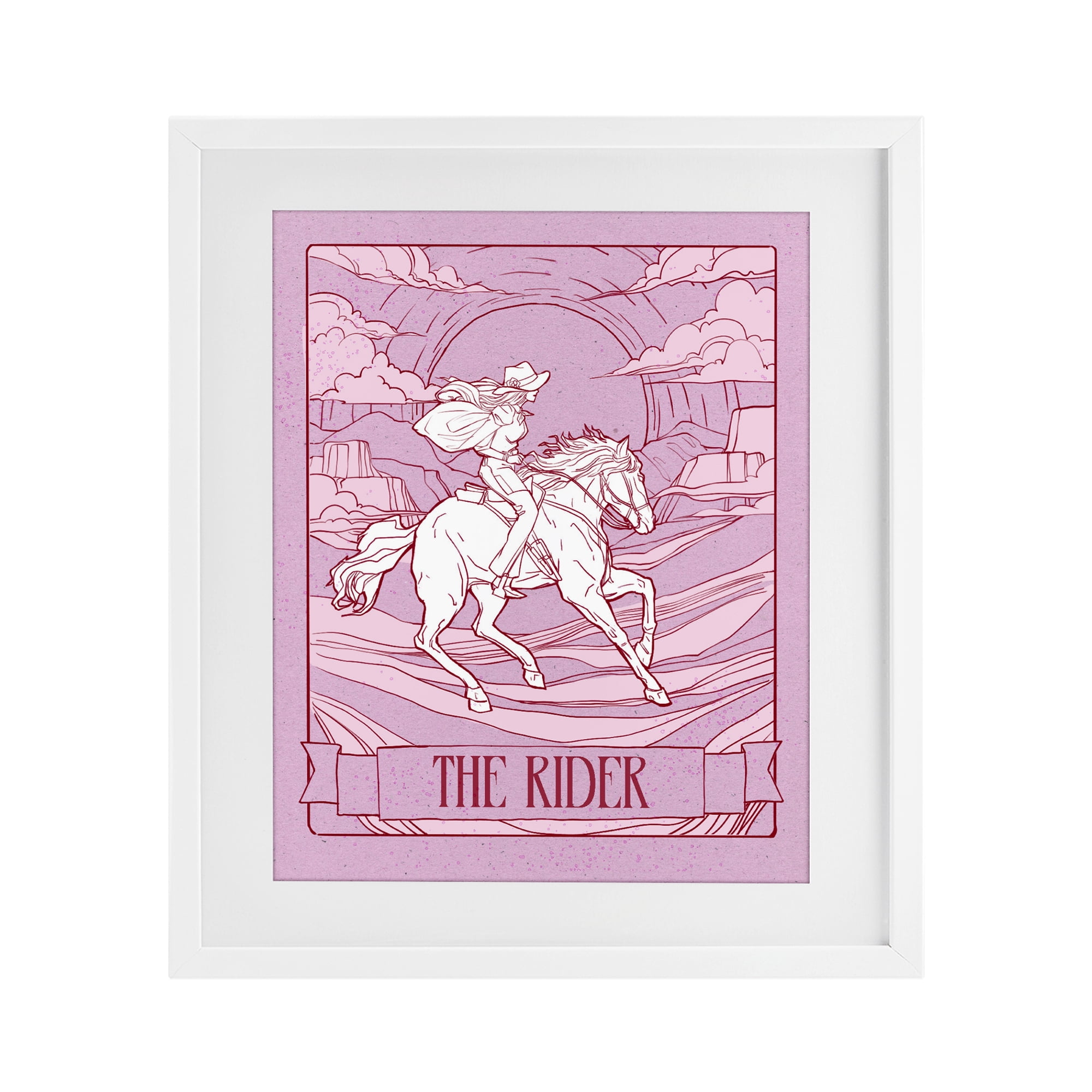 Stupell Industries Cowgirl Rider Tarot Card White Framed Print Under Glass, design by Ziwei Li