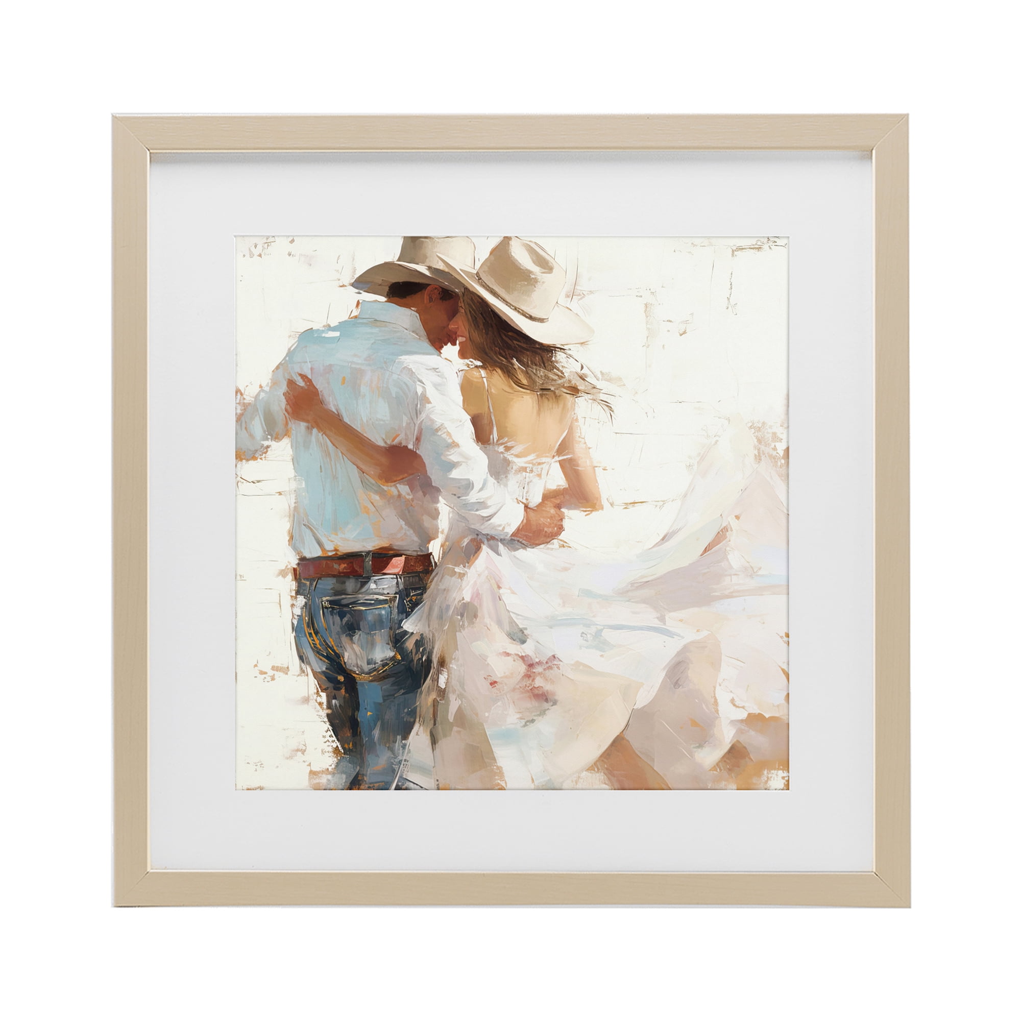 Stupell Industries Cowgirl Romance Couple Birch Framed Print Under Glass, design by Tina LeCour