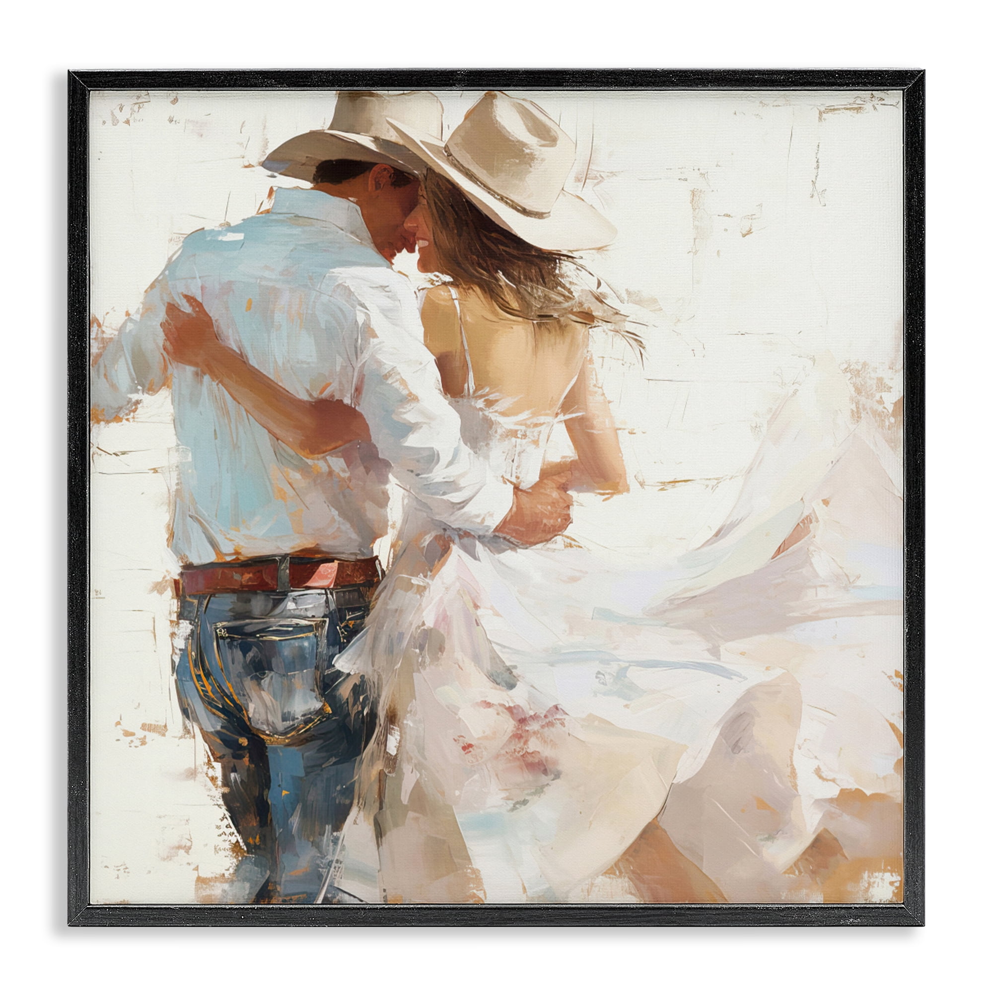 Stupell Industries Cowgirl Romance Couple Black Framed Giclee Art, design by Tina LeCour