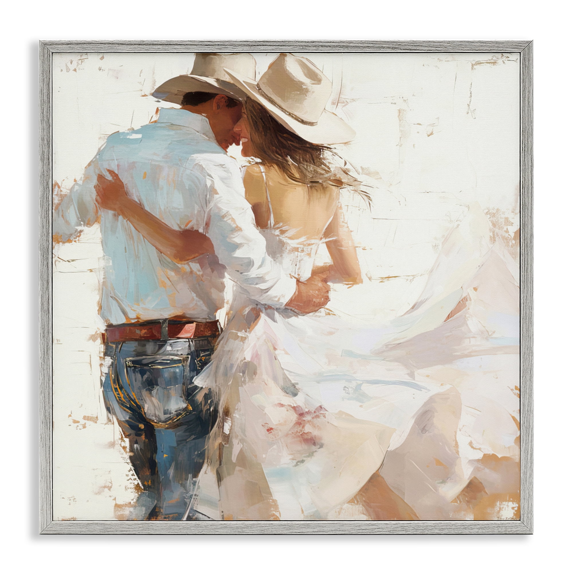 Stupell Industries Cowgirl Romance Couple Gray Framed Giclee Art, design by Tina LeCour