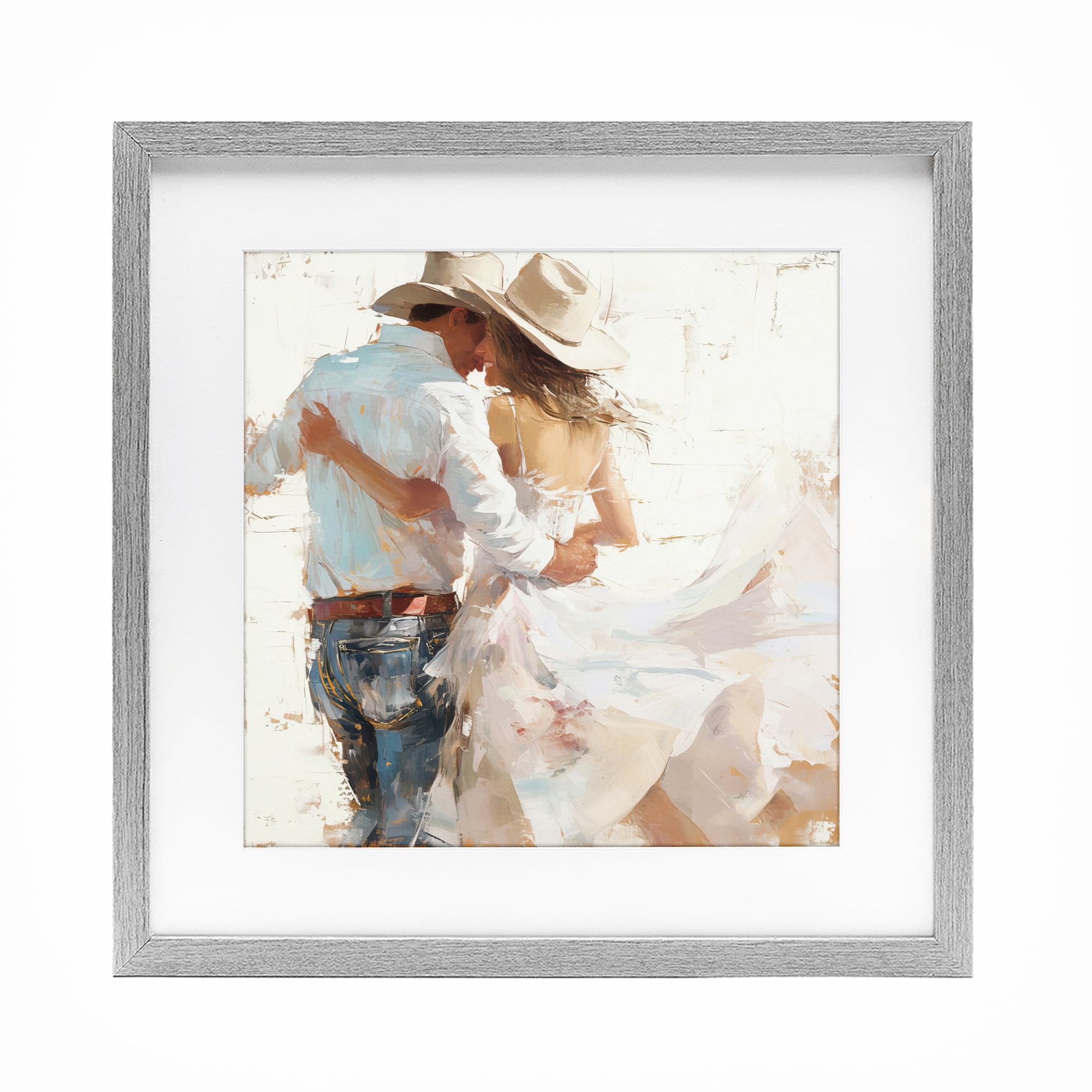 Stupell Industries Cowgirl Romance Couple Gray Framed Print Under Glass, design by Tina LeCour