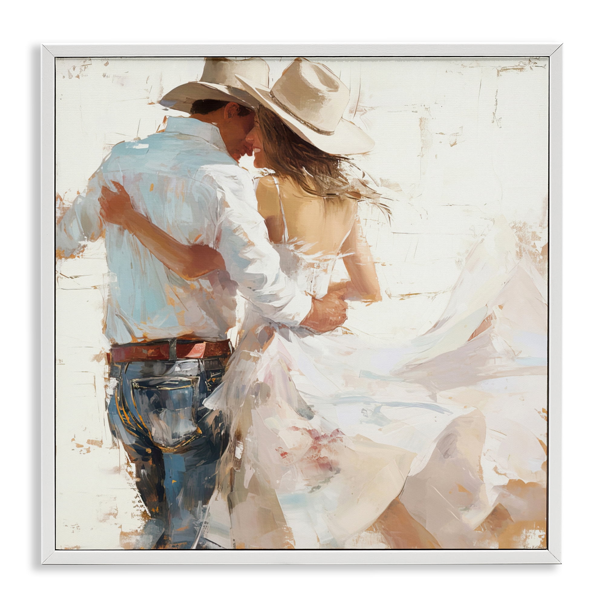 Stupell Industries Cowgirl Romance Couple White Framed Giclee Art, design by Tina LeCour