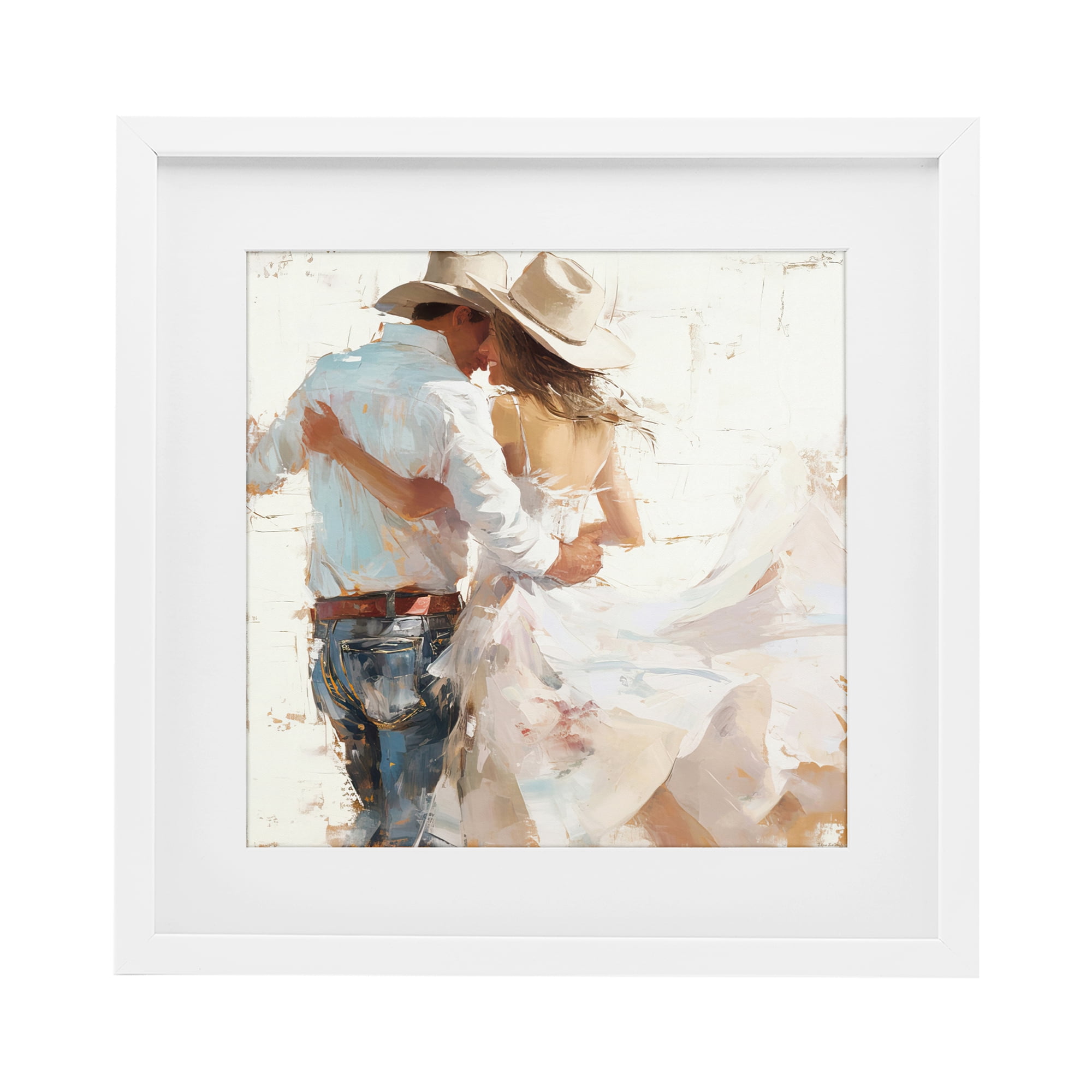 Stupell Industries Cowgirl Romance Couple White Framed Print Under Glass, design by Tina LeCour