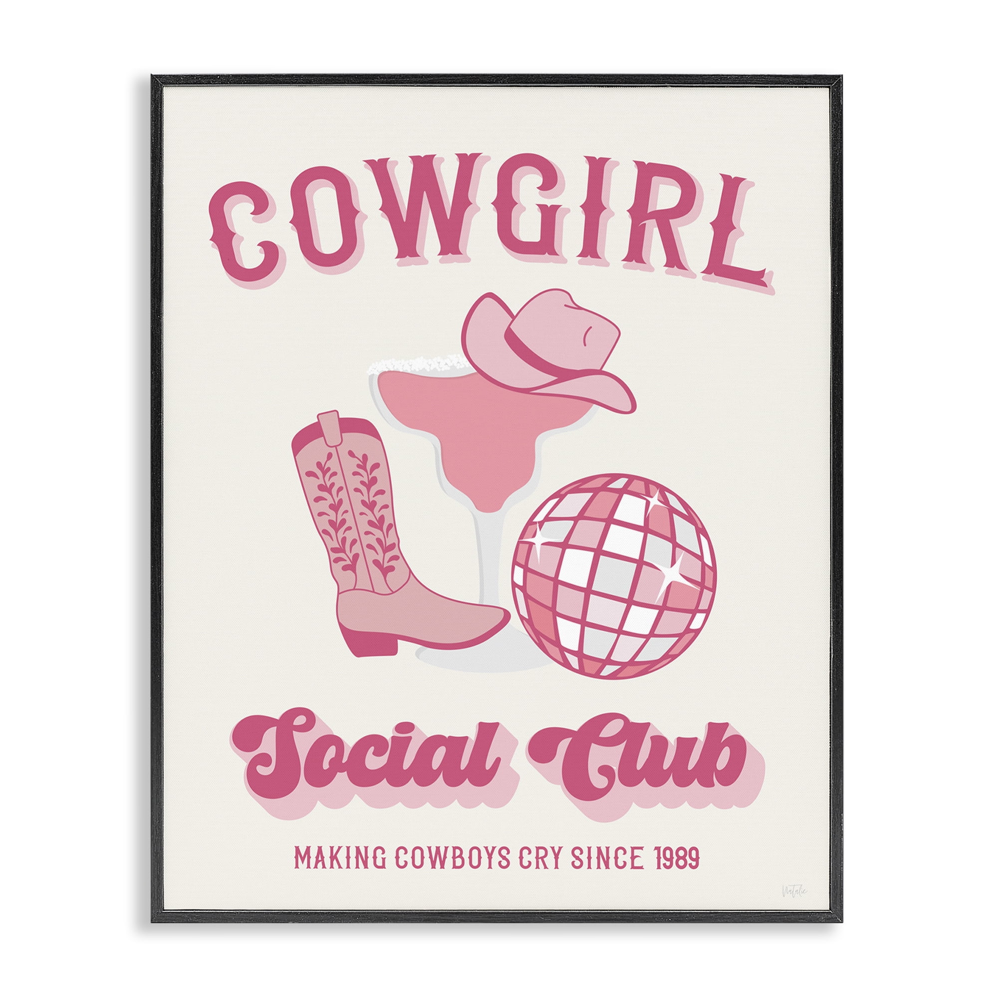 Stupell Industries Cowgirl Social Club Entertainment Painting Black Framed Art Print Wall Art, 11 x 14