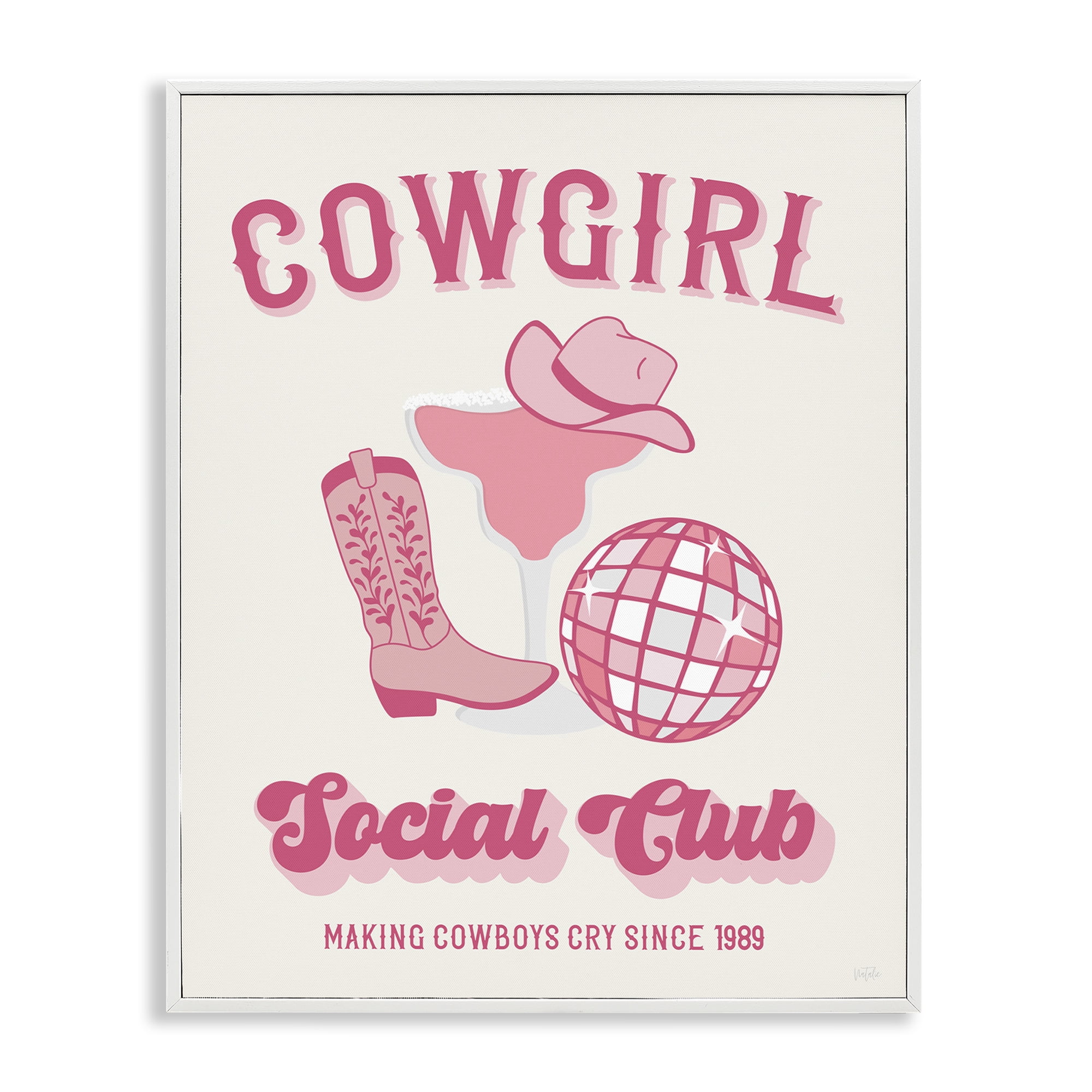 Stupell Industries Cowgirl Social Club Entertainment Painting White Framed Art Print Wall Art, 24 x 30