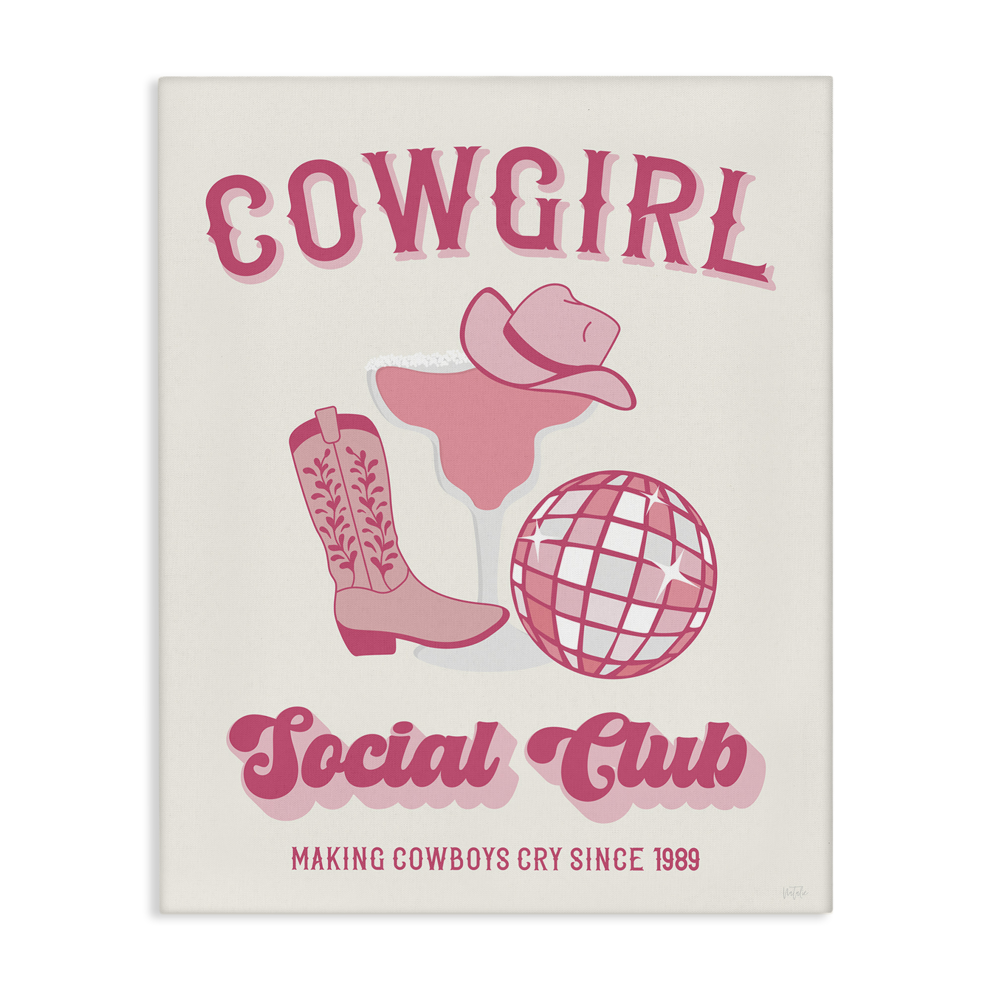 Stupell Industries Cowgirl Social Club Entertainment Painting Wrapped Canvas Art Print Wall Art, 24 x 30